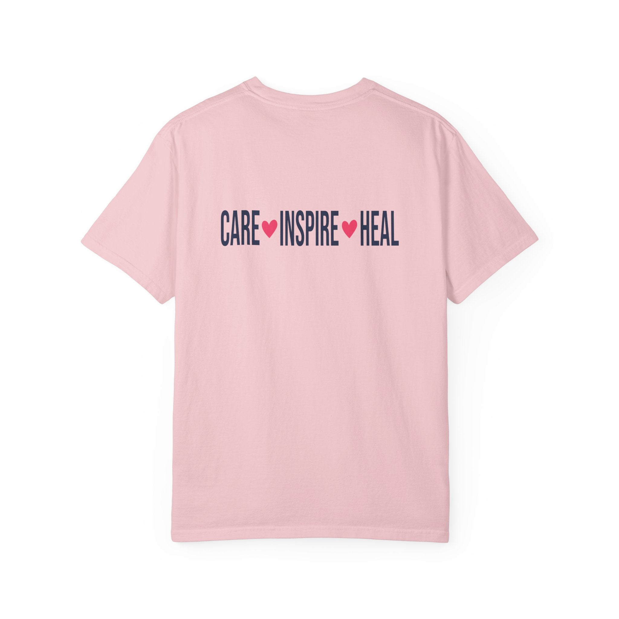Nurse Graphic T-Shirt — "NURSE" Front + Care • Inspire • Heal Back