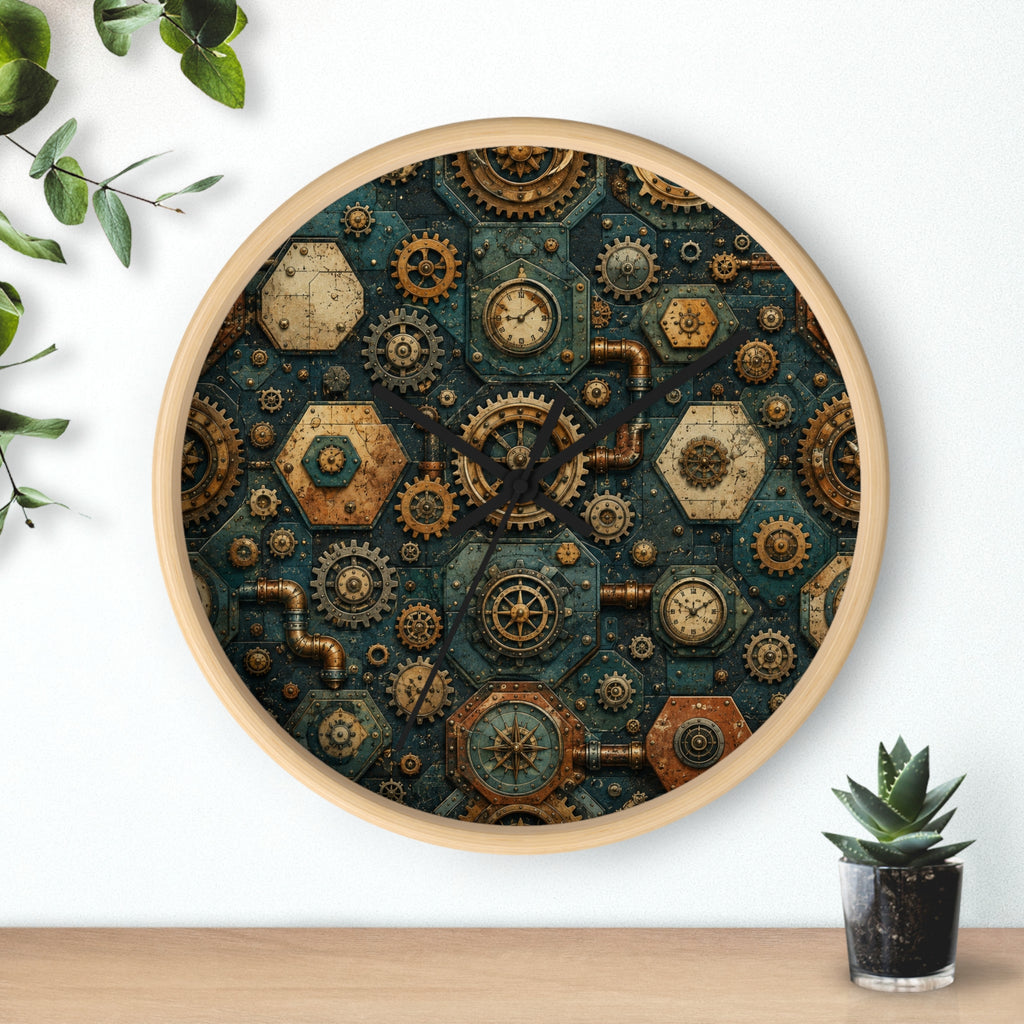 Steampunk Gears Wall Clock | Industrial Mechanical Clockwork Decor