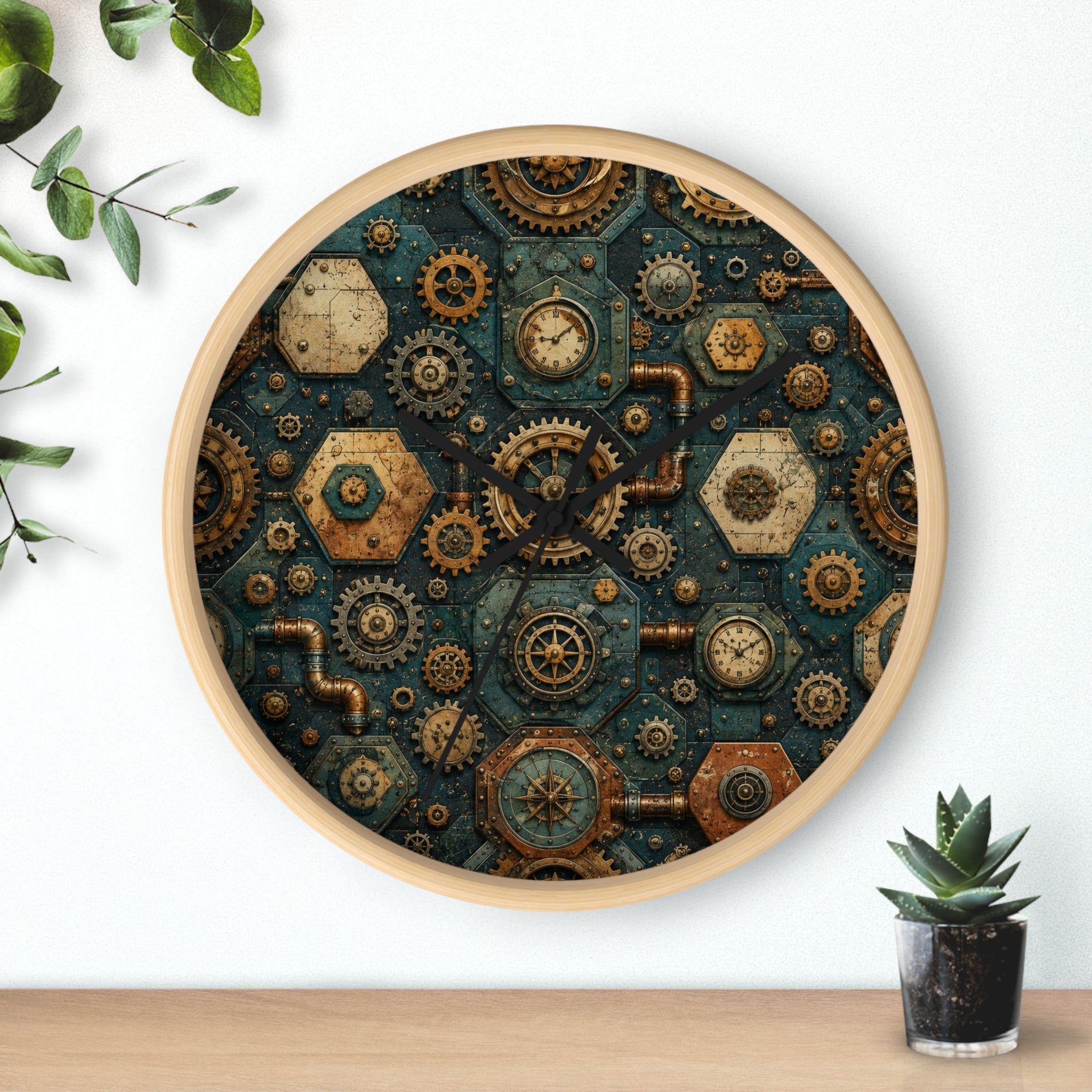Steampunk Gears Wall Clock | Industrial Mechanical Clockwork Decor