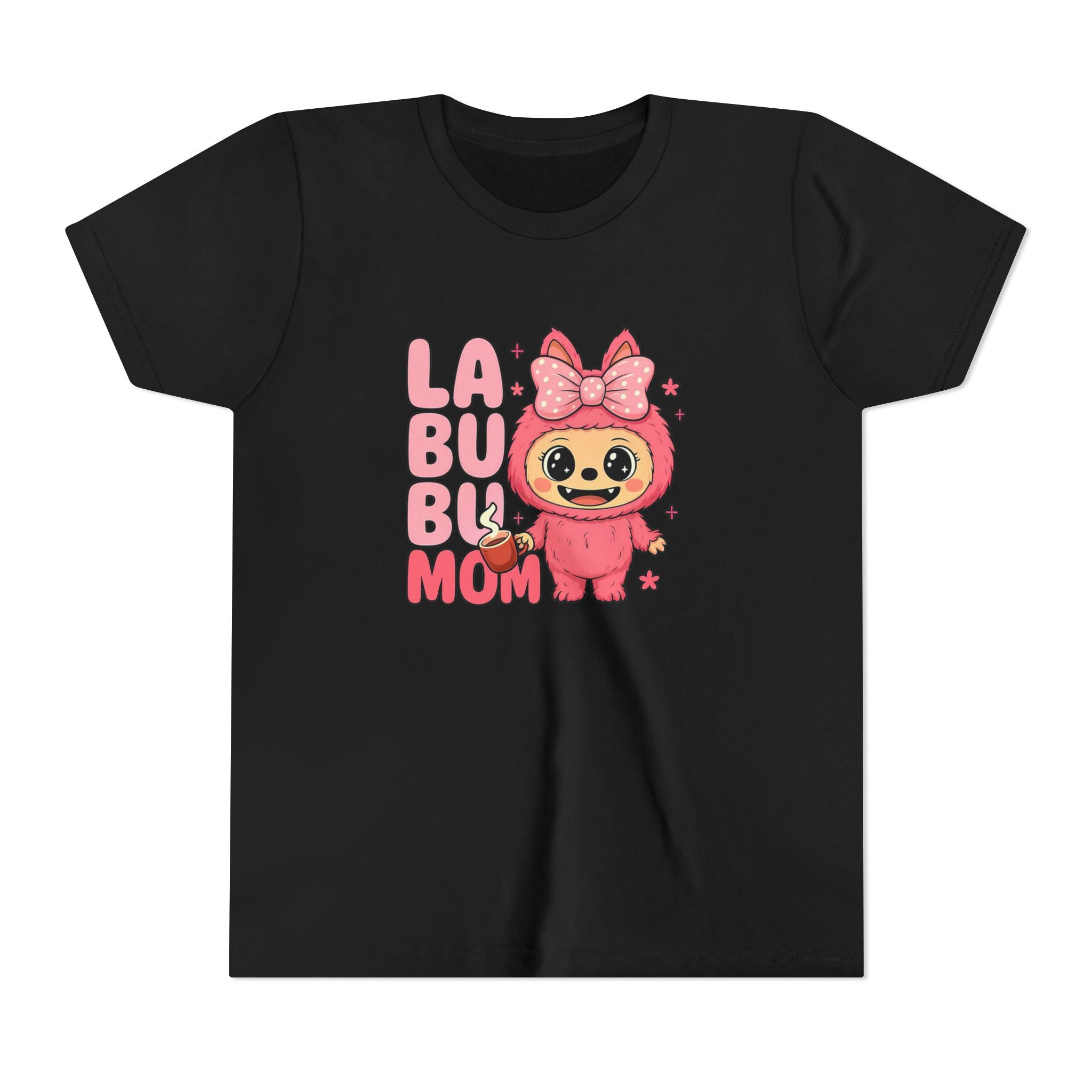 La Bubu Mom sloth character Youth Tee | cute pink bow baby sloth design