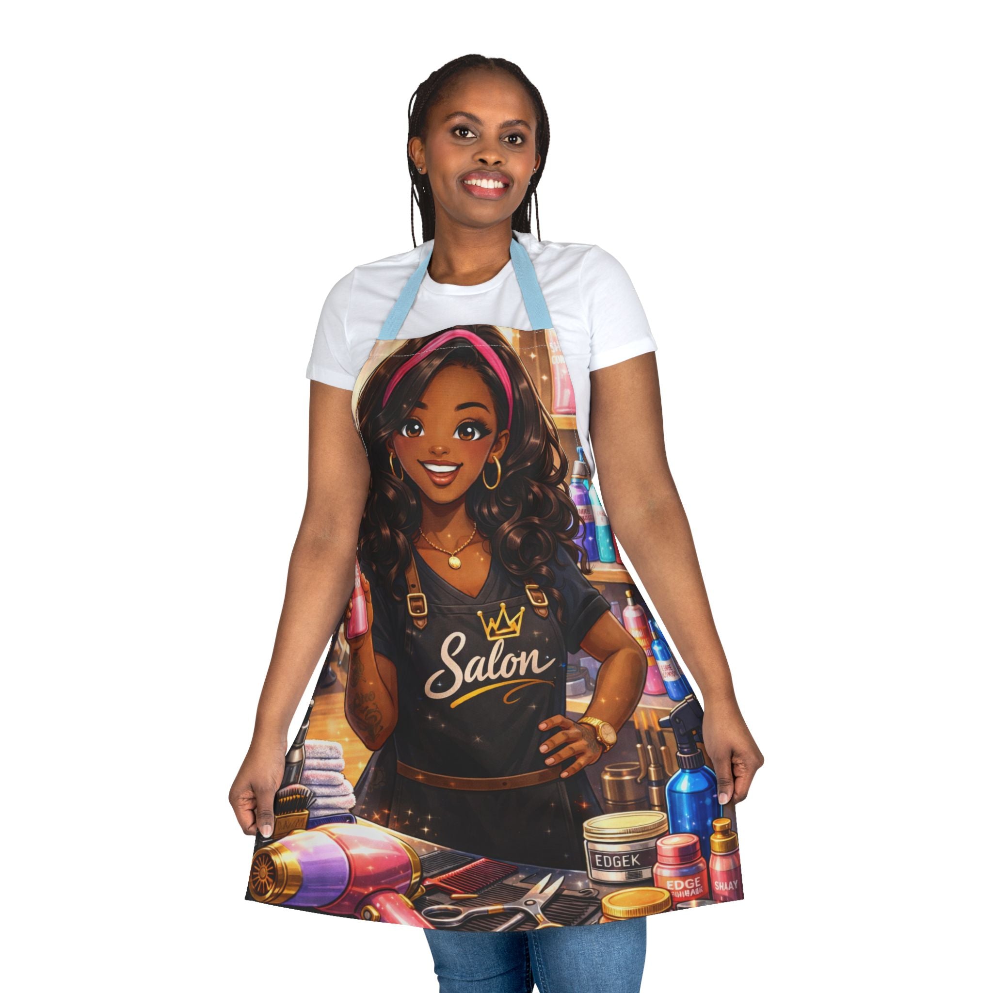 Salon Girl Illustration Apron | Hairdresser Salon Art Apron