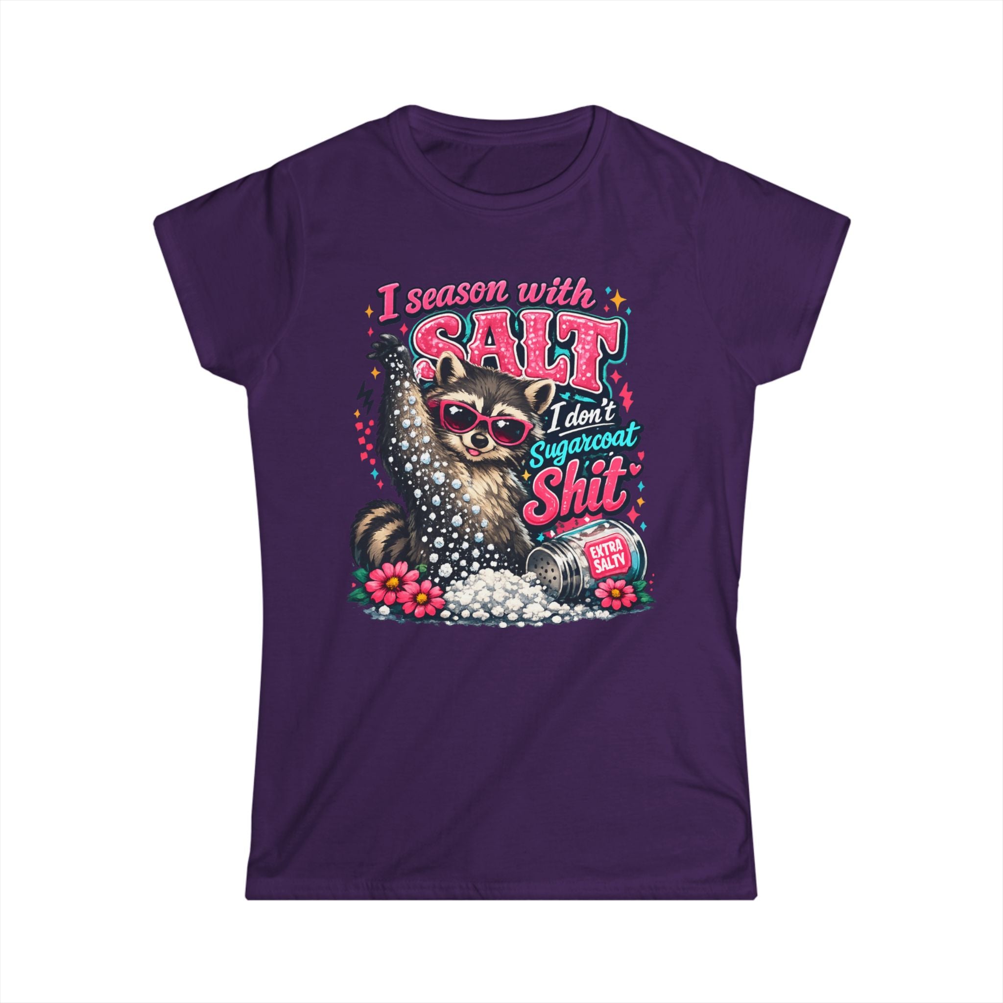 I Season With Salt Skunk Illustration Tee | Funny Floral Skunk Shirt