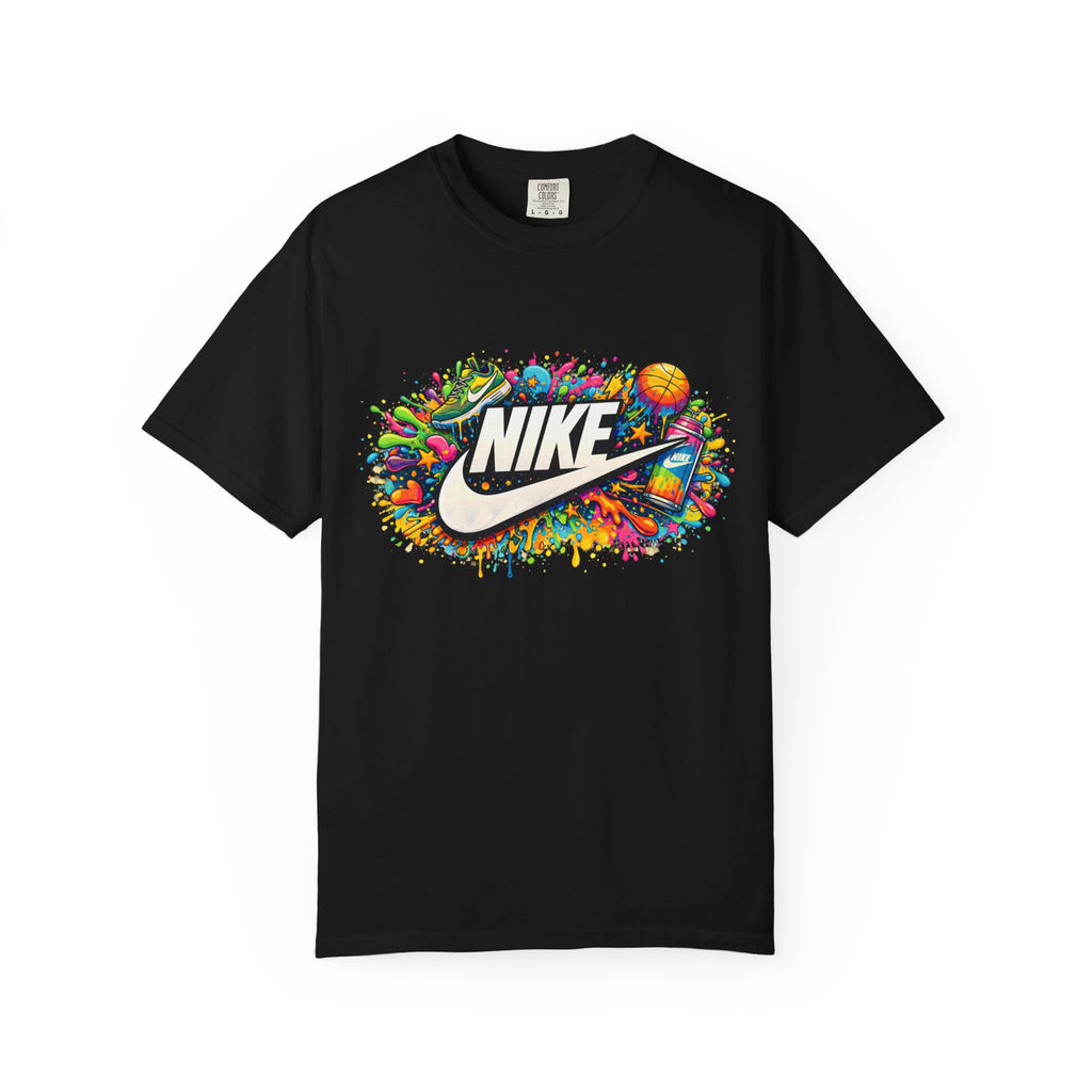 Basketball Swoosh Paint Splash T-Shirt — Colorful Sports Logo Graphic