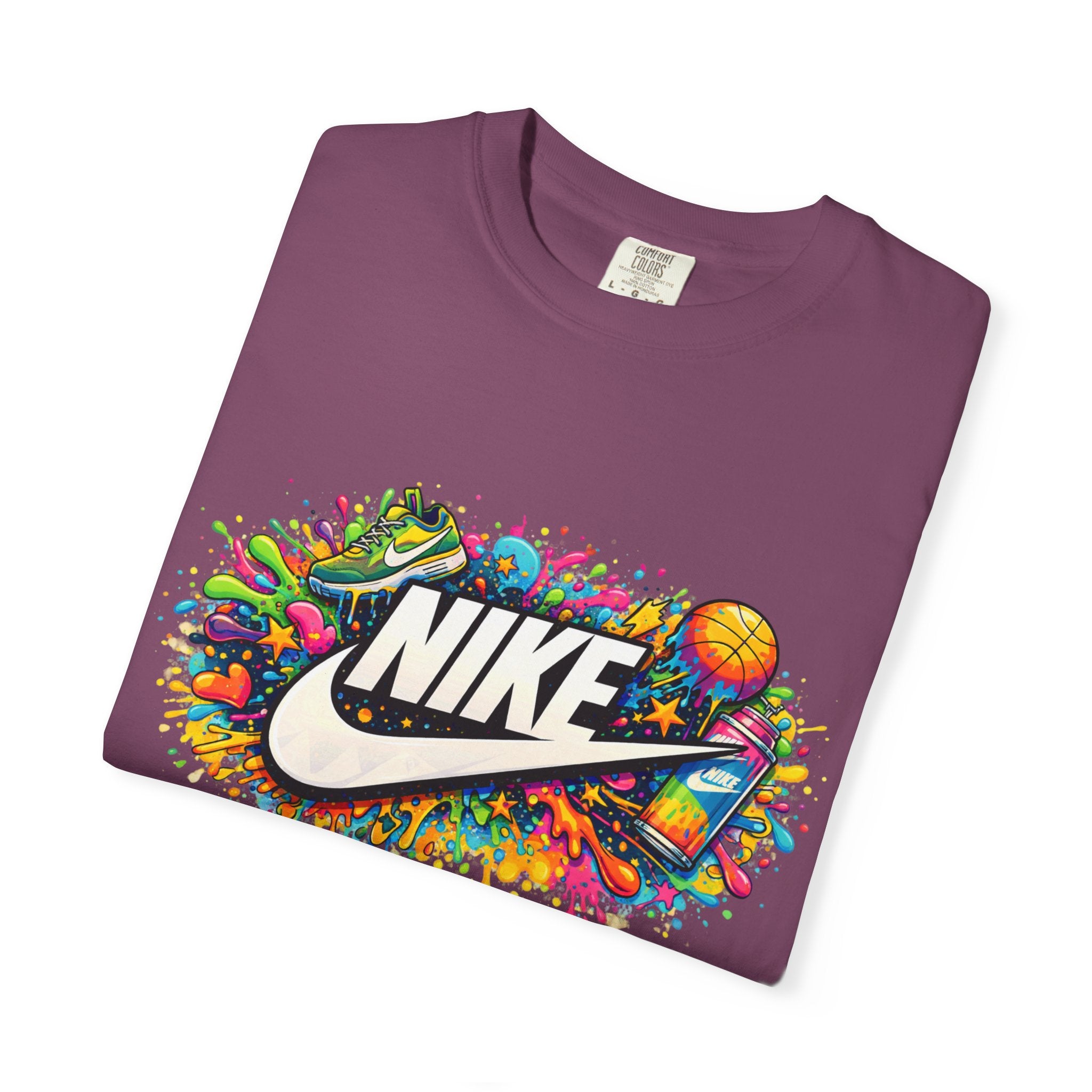Basketball Swoosh Paint Splash T-Shirt — Colorful Sports Logo Graphic