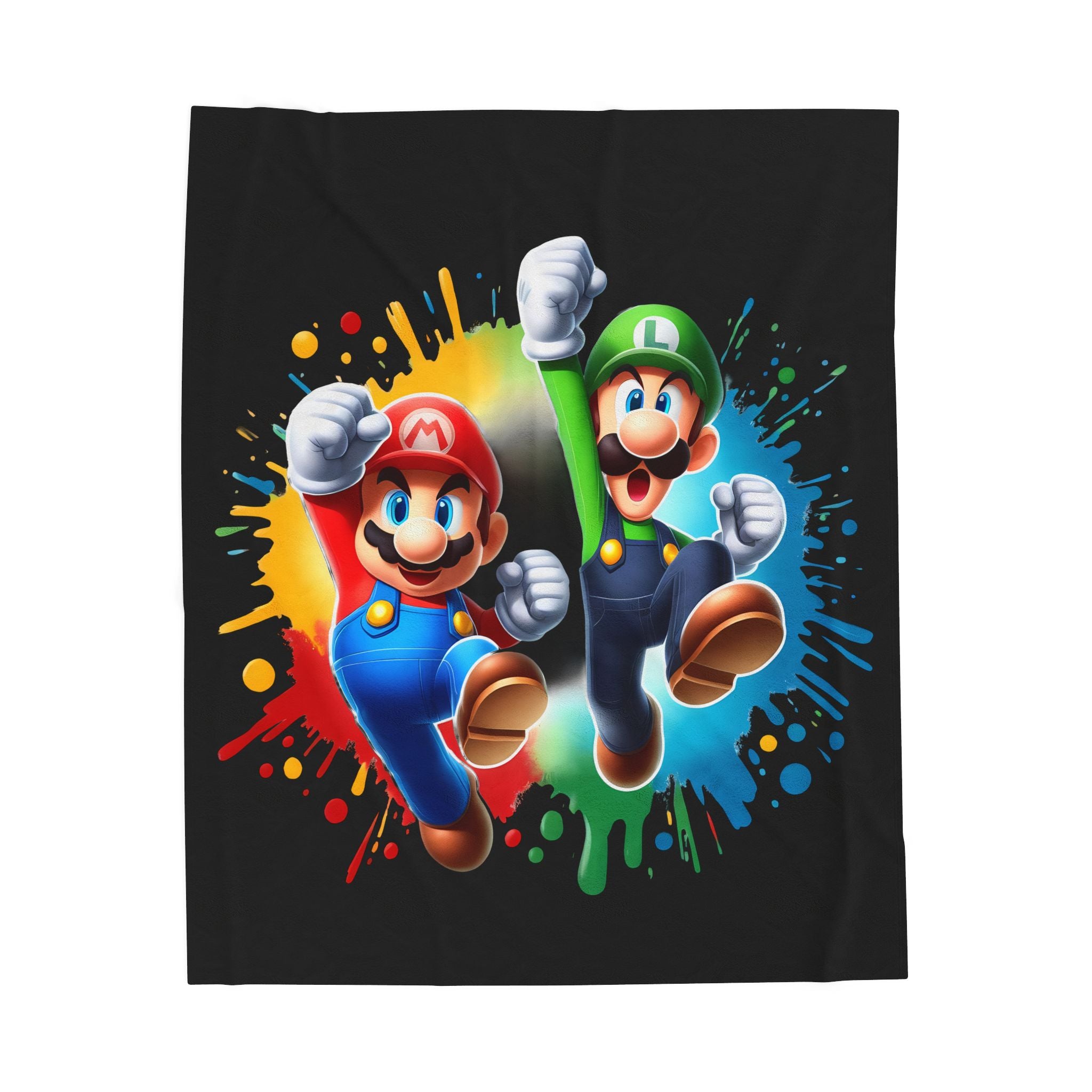 Color Splash Bros Mario and Luigi Velveteen Plush Blanket