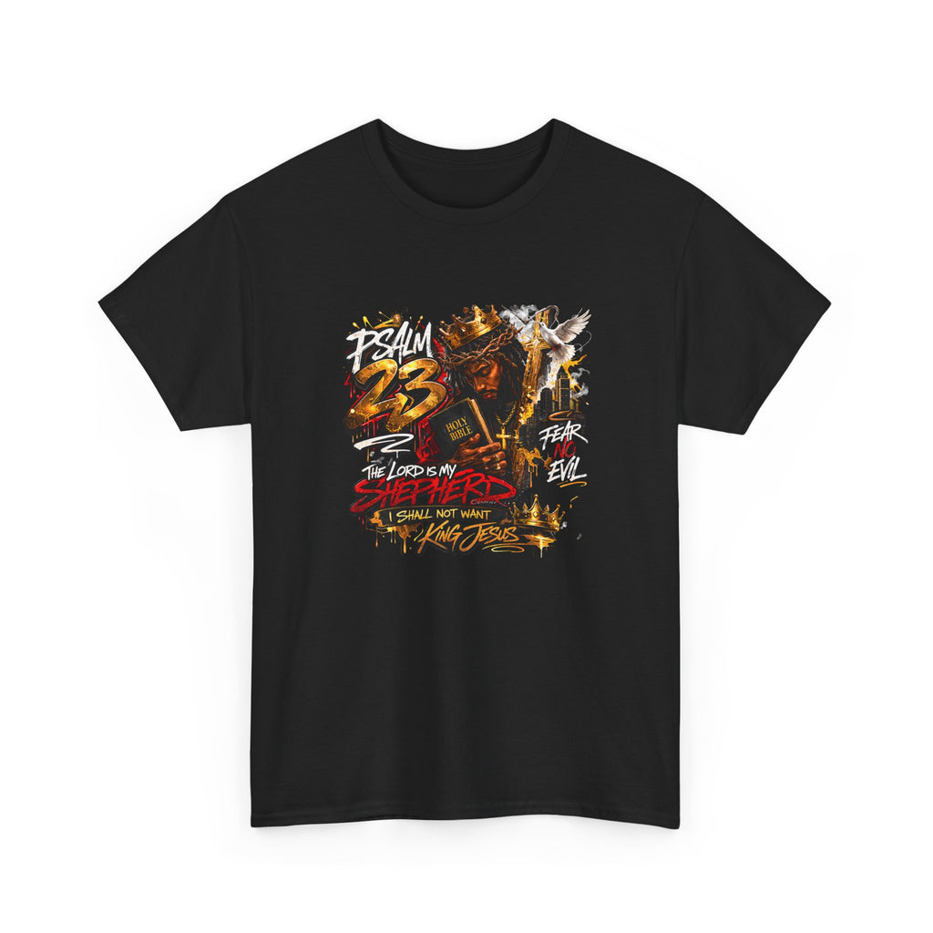 Psalm 23 Knight Illustration Tee | Grunge Typography, Dark Streetwear