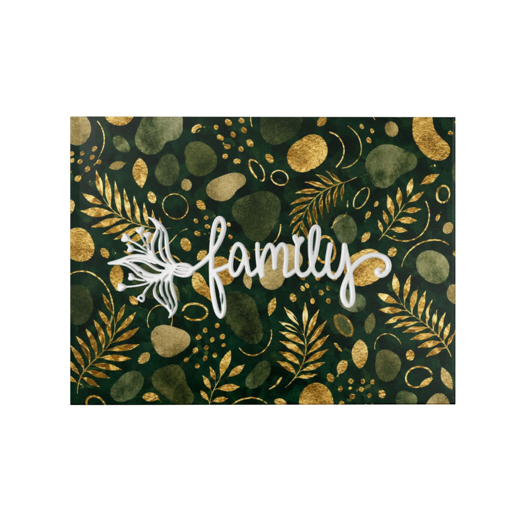 Green and Gold Leaf Pattern Hardcover Photo Book | Botanical Abstract Art