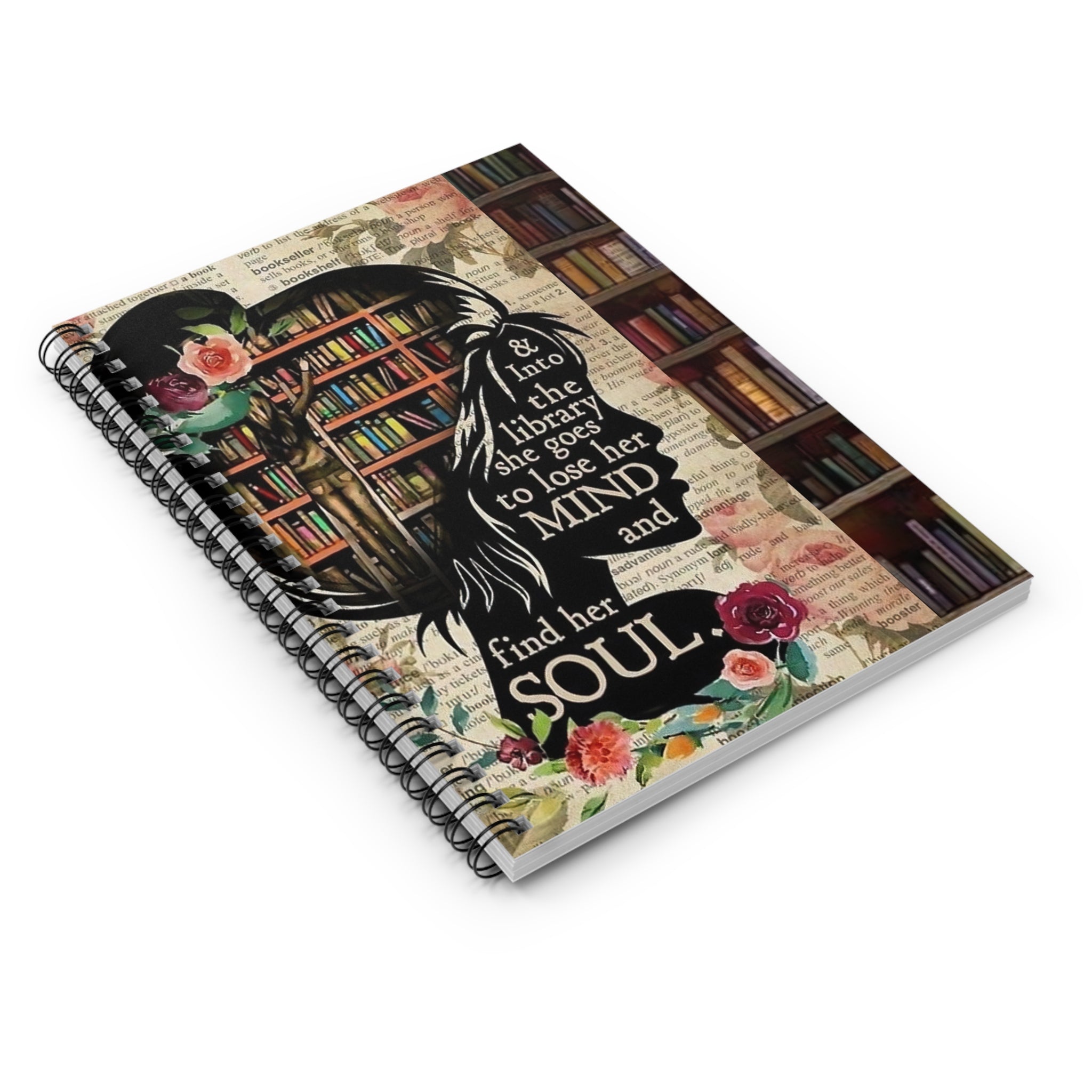 Into the Library She Goes Spiral Notebook | Ruled Journal