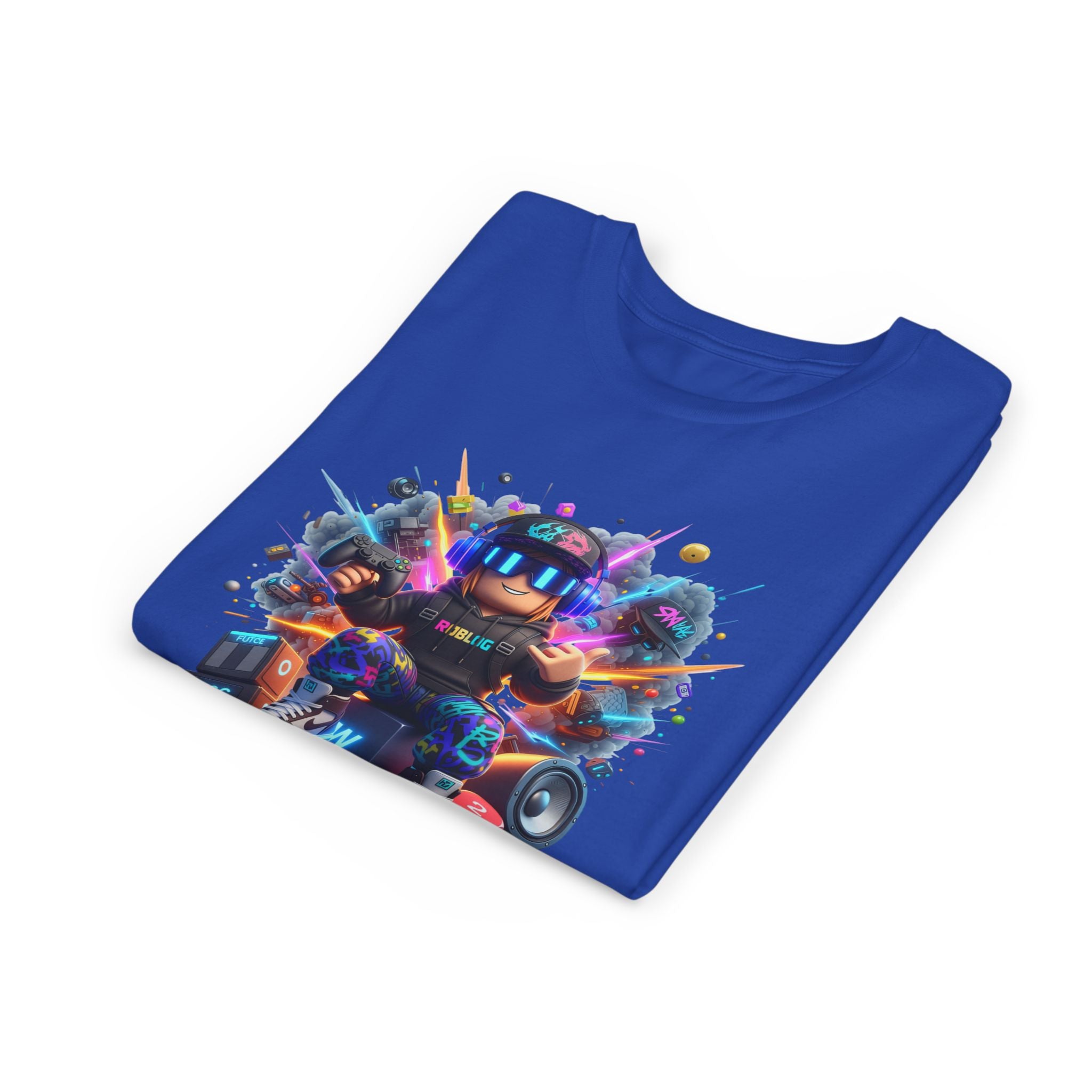Neon Gamer Character Youth Short Sleeve Tee | Retro Arcade Controller