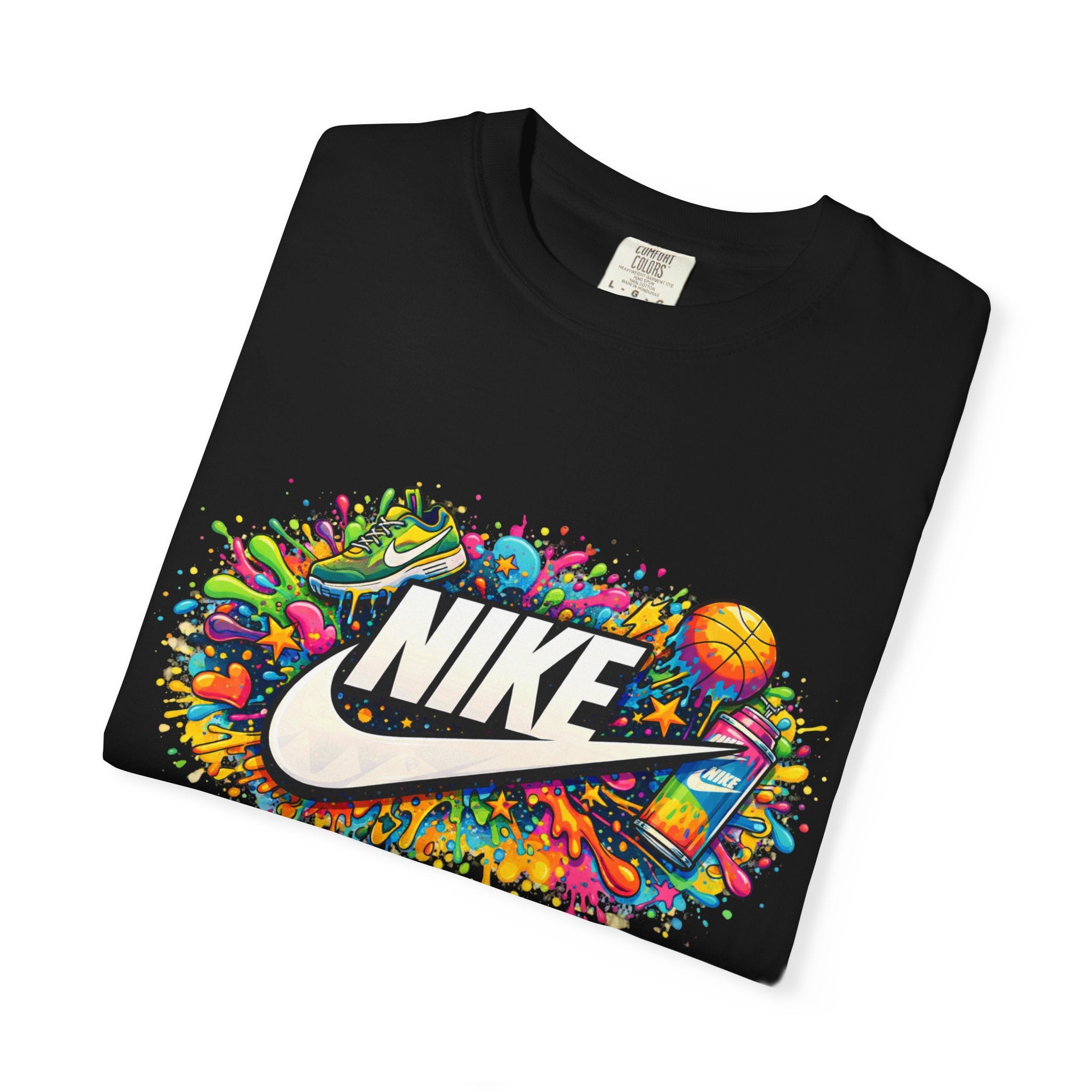 Basketball Swoosh Paint Splash T-Shirt — Colorful Sports Logo Graphic