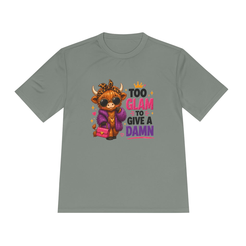 Too Glam To Give A Damn Highland Cow Tee | Cute Glam Cow Shirt
