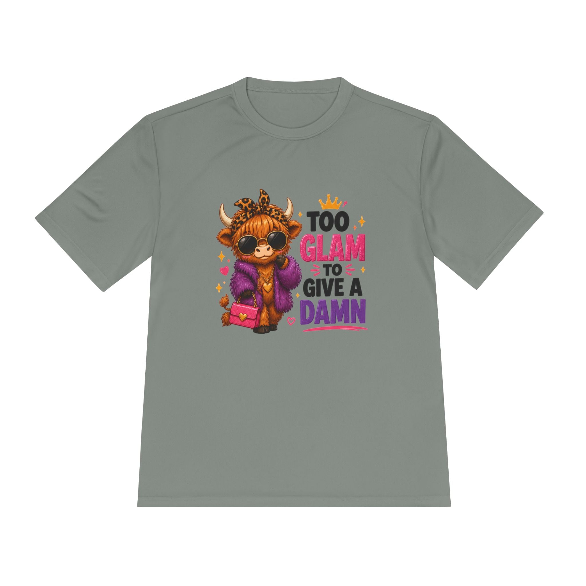 Too Glam To Give A Damn Highland Cow Tee | Cute Glam Cow Shirt