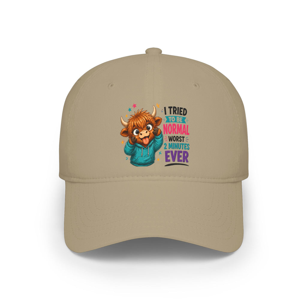 Cute Highland Cow Baseball Cap - "I Tried to Be Normal" Funny Farm Hat