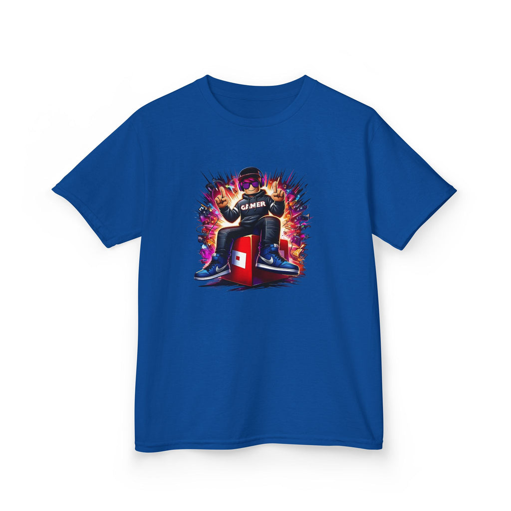 Retro Arcade Controller Kids Tee | Gamer Character, Colorful Explosion
