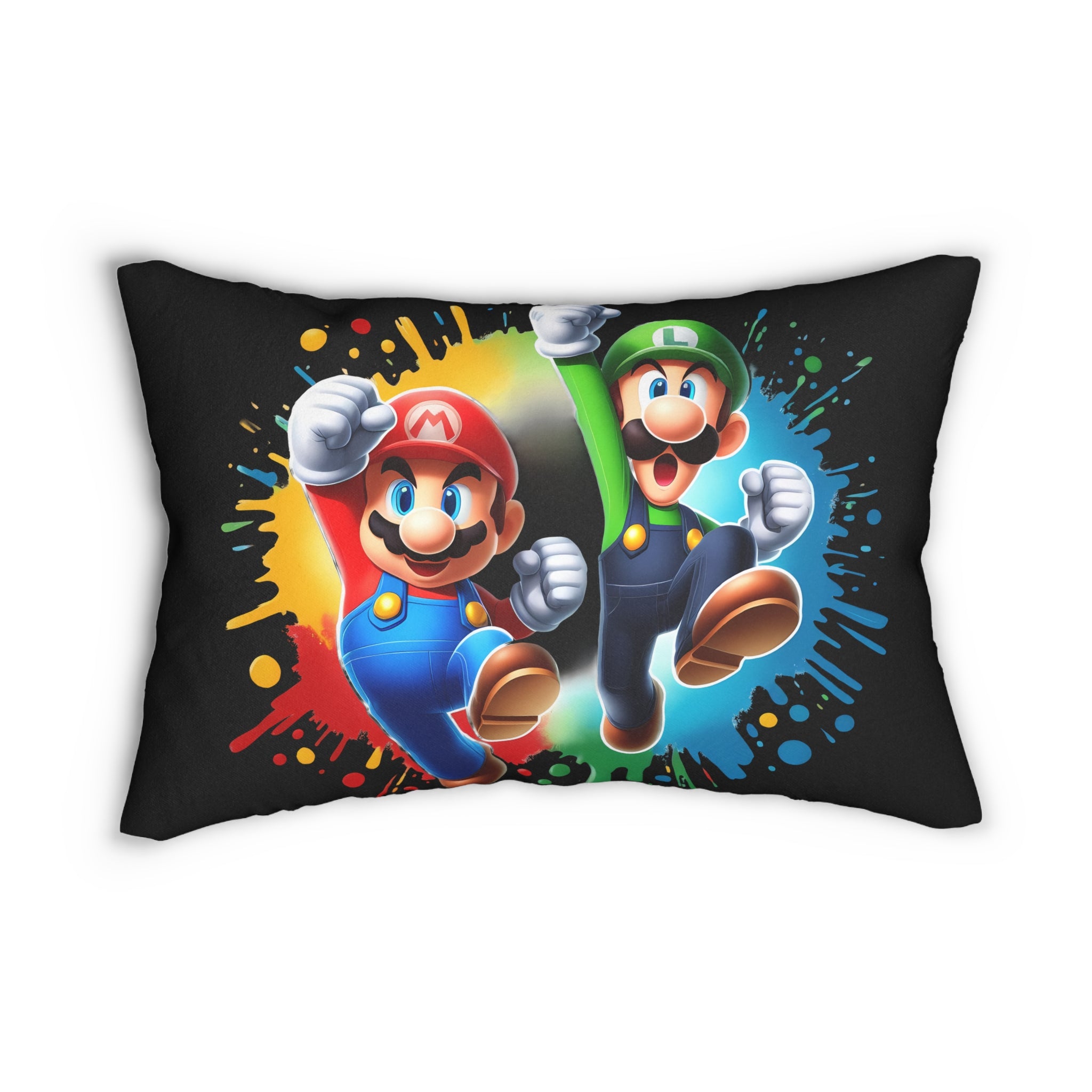 Mario and Luigi Jumping Lumbar Pillow | Video Game Characters