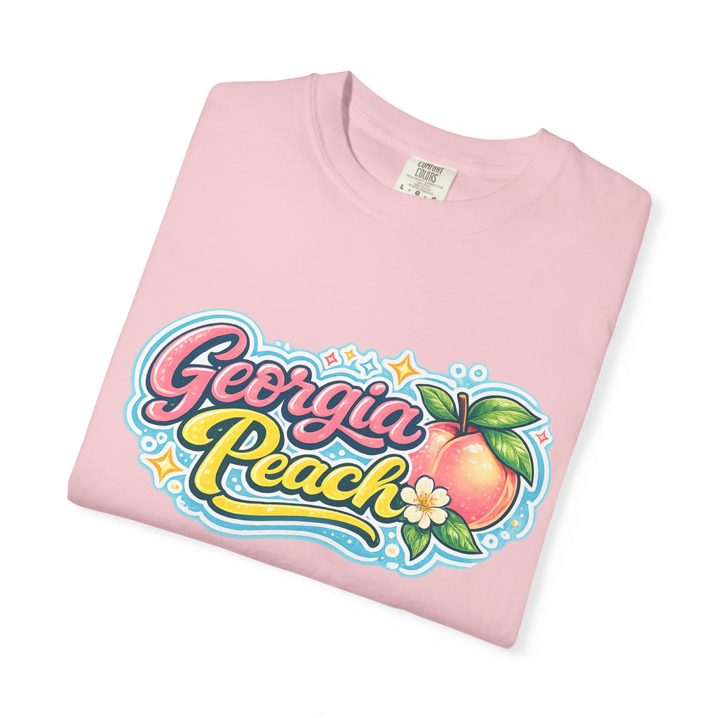 Georgia Peach Retro Illustration T-shirt | Vintage Peach Graphic