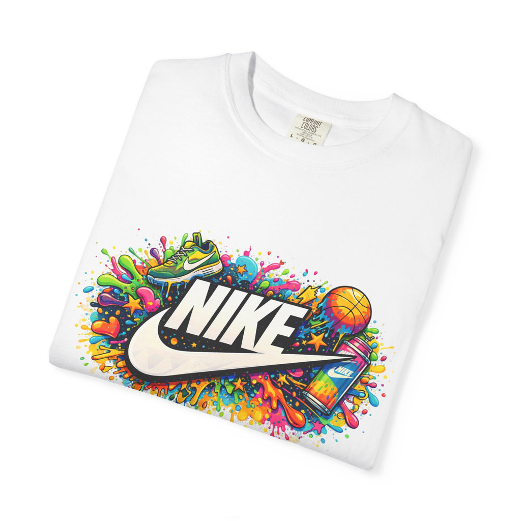 Basketball Swoosh Paint Splash T-Shirt — Colorful Sports Logo Graphic