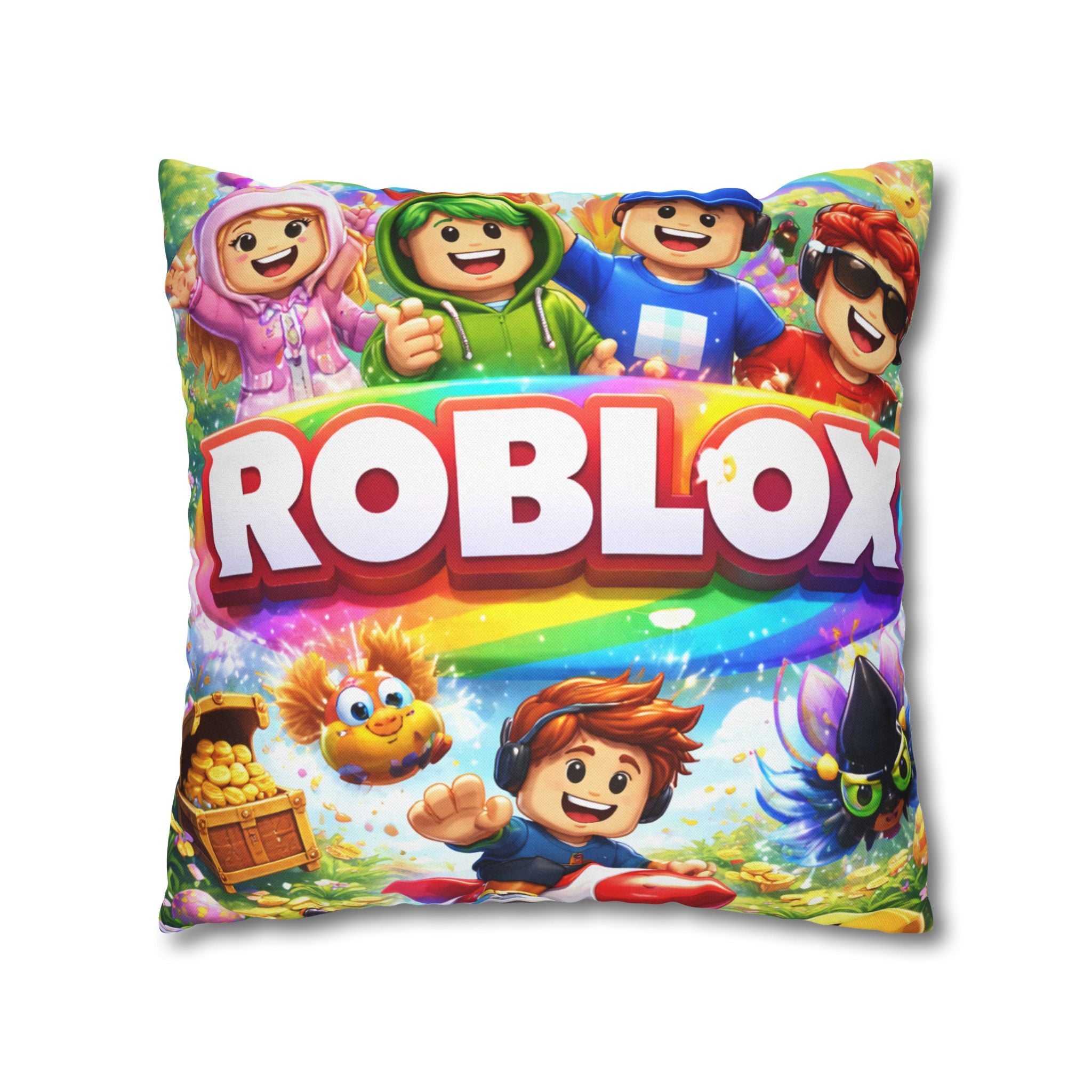 Roblox Characters Square Pillowcase | Gaming Decorative Throw Pillow Cover