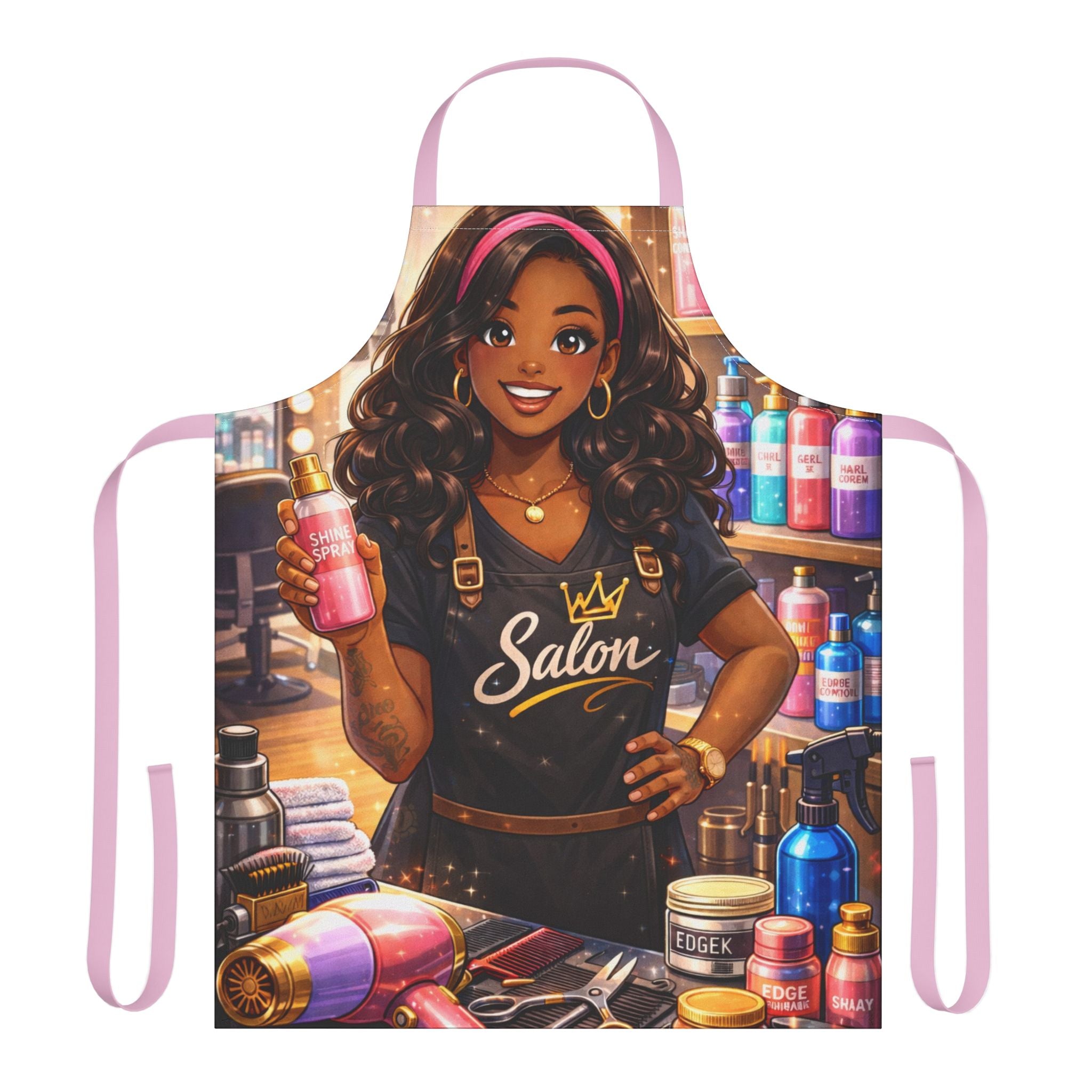 Salon Girl Illustration Apron | Hairdresser Salon Art Apron