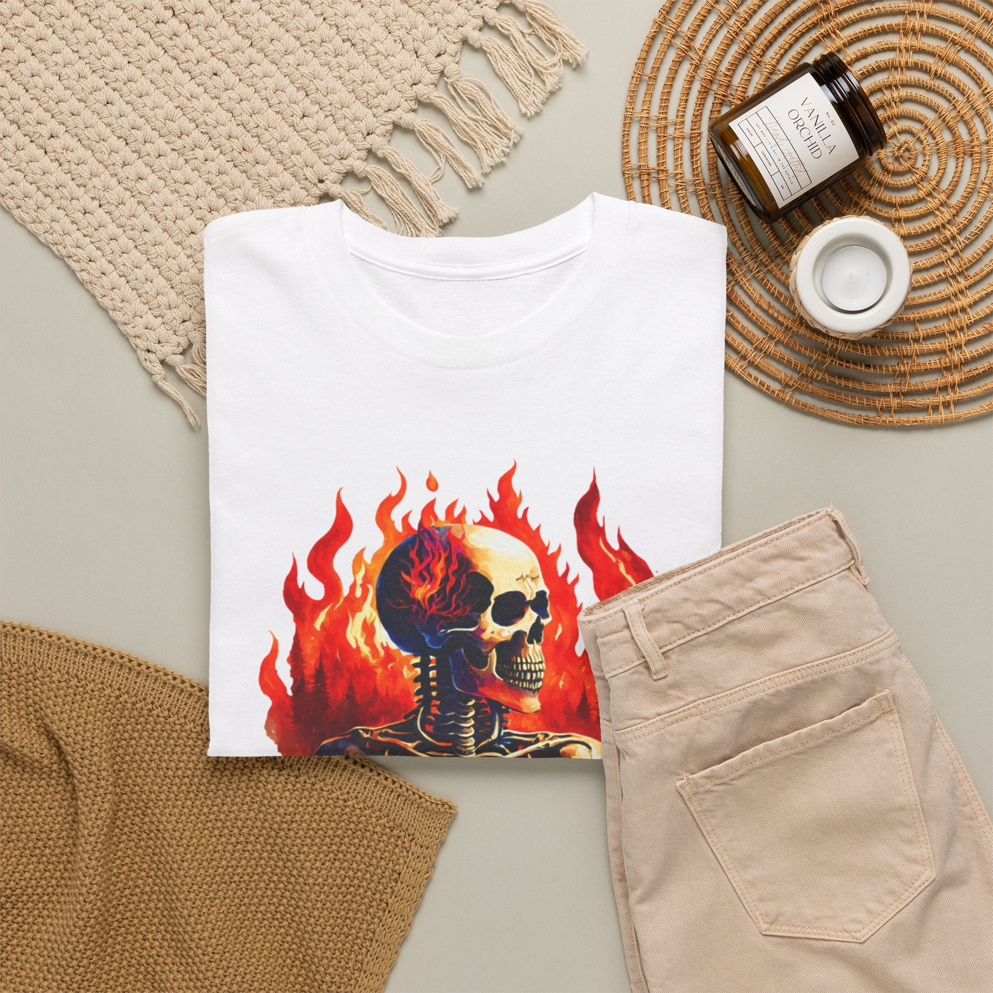 Skull Flame Unisex Heavy Cotton Tee | Edgy Casual Wear