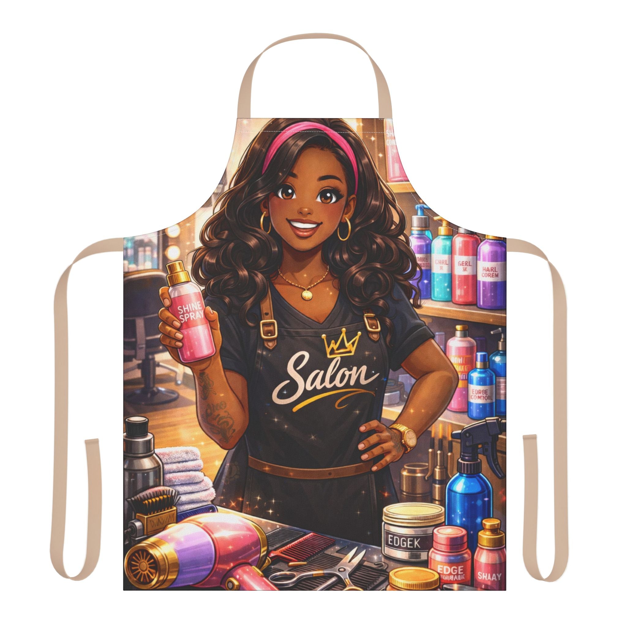 Salon Girl Illustration Apron | Hairdresser Salon Art Apron
