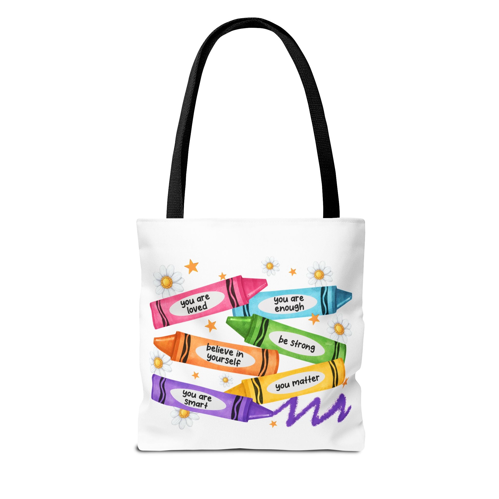 Color the World with Kindness tote bag | crayon positive affirmation design