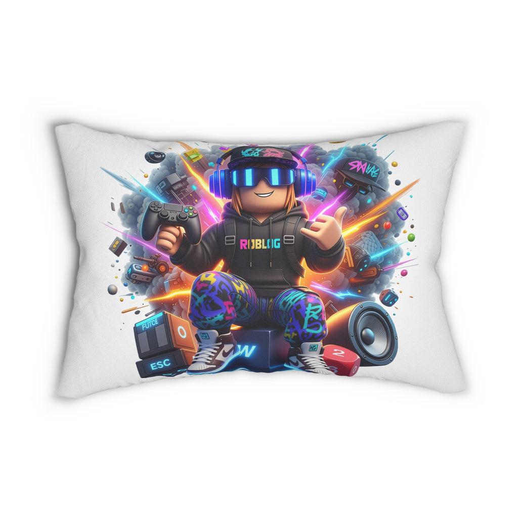 Roblox Gamer Character Neon Controller Lumbar Pillow | Gaming Avatar Pillow
