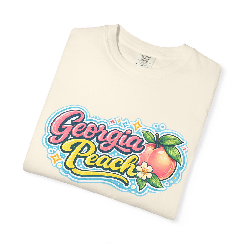 Georgia Peach Retro Illustration T-shirt | Vintage Peach Graphic