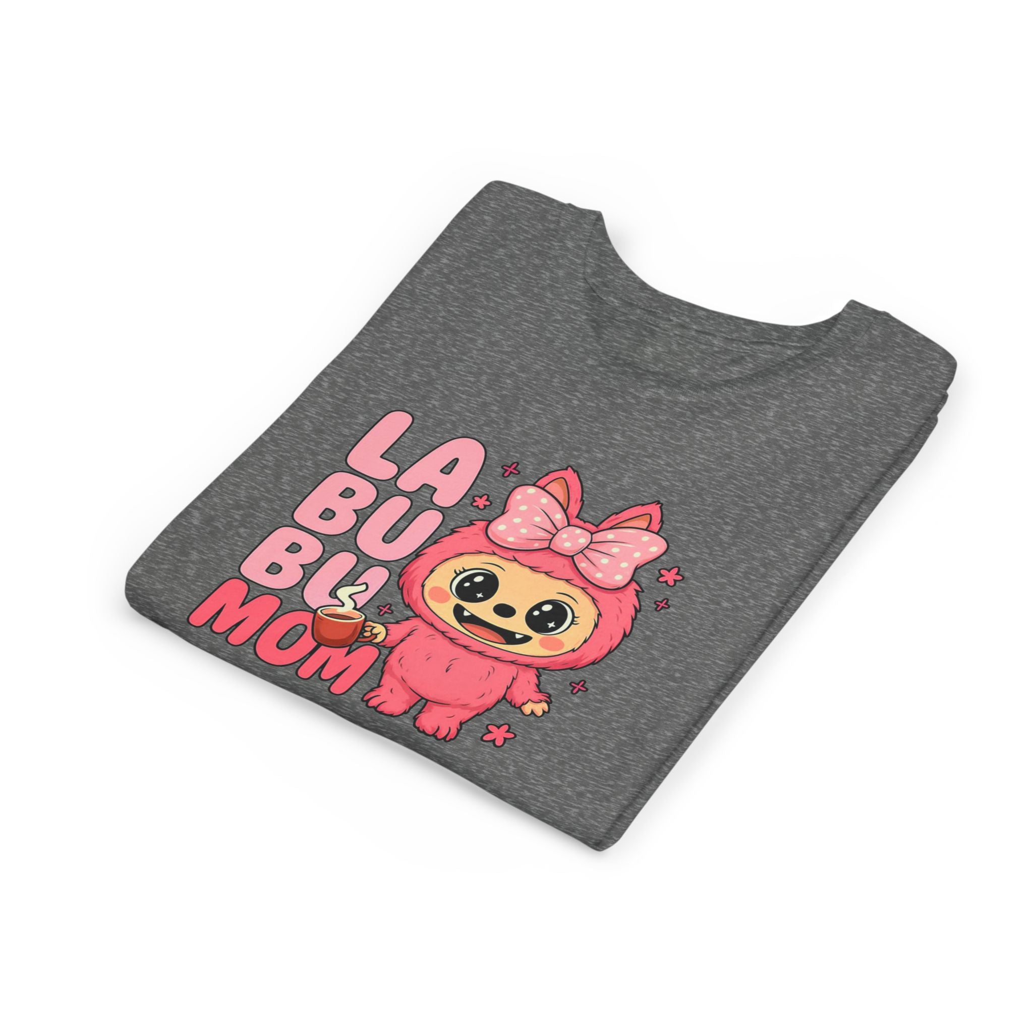 La Bubu Mom sloth character Youth Tee | cute pink bow baby sloth design