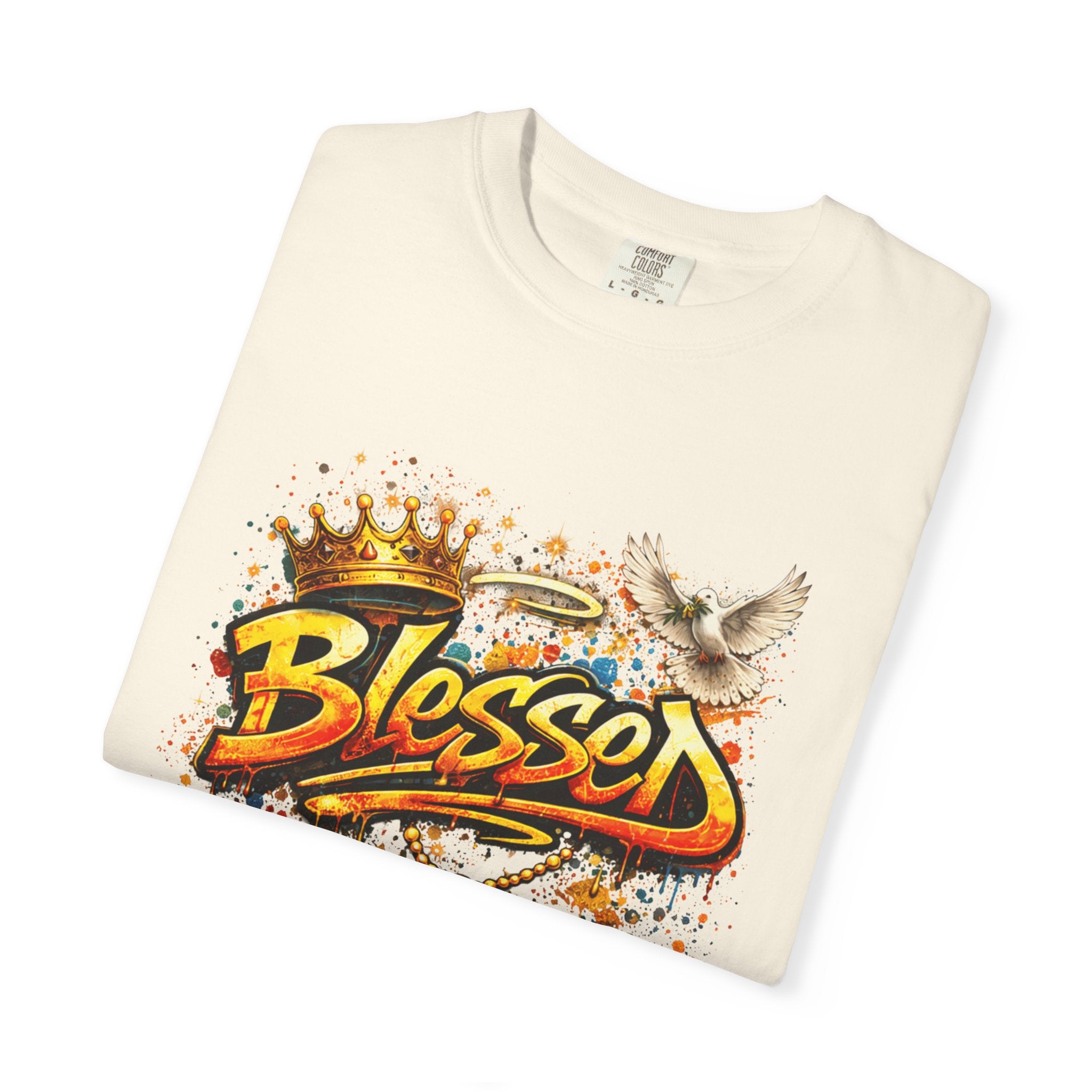 Blessed Graffiti Cross Dove Crown Christian Faith T-shirt