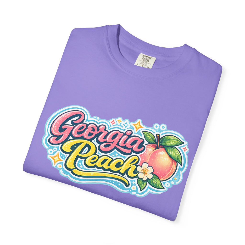 Georgia Peach Retro Illustration T-shirt | Vintage Peach Graphic