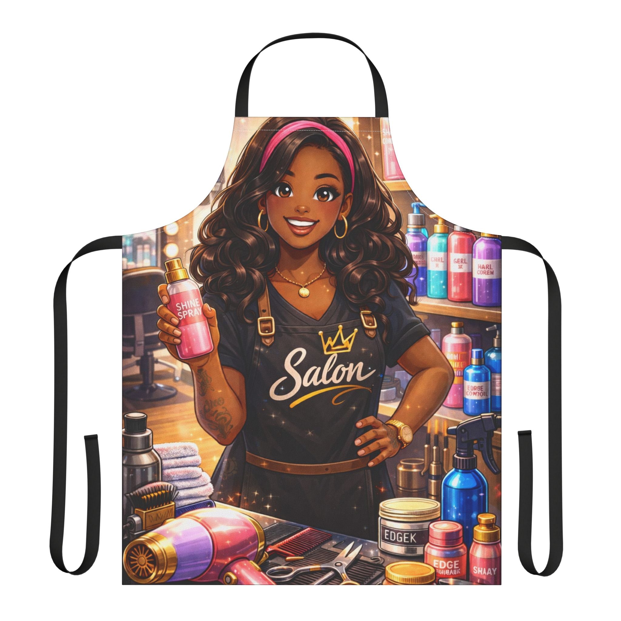Salon Girl Illustration Apron | Hairdresser Salon Art Apron