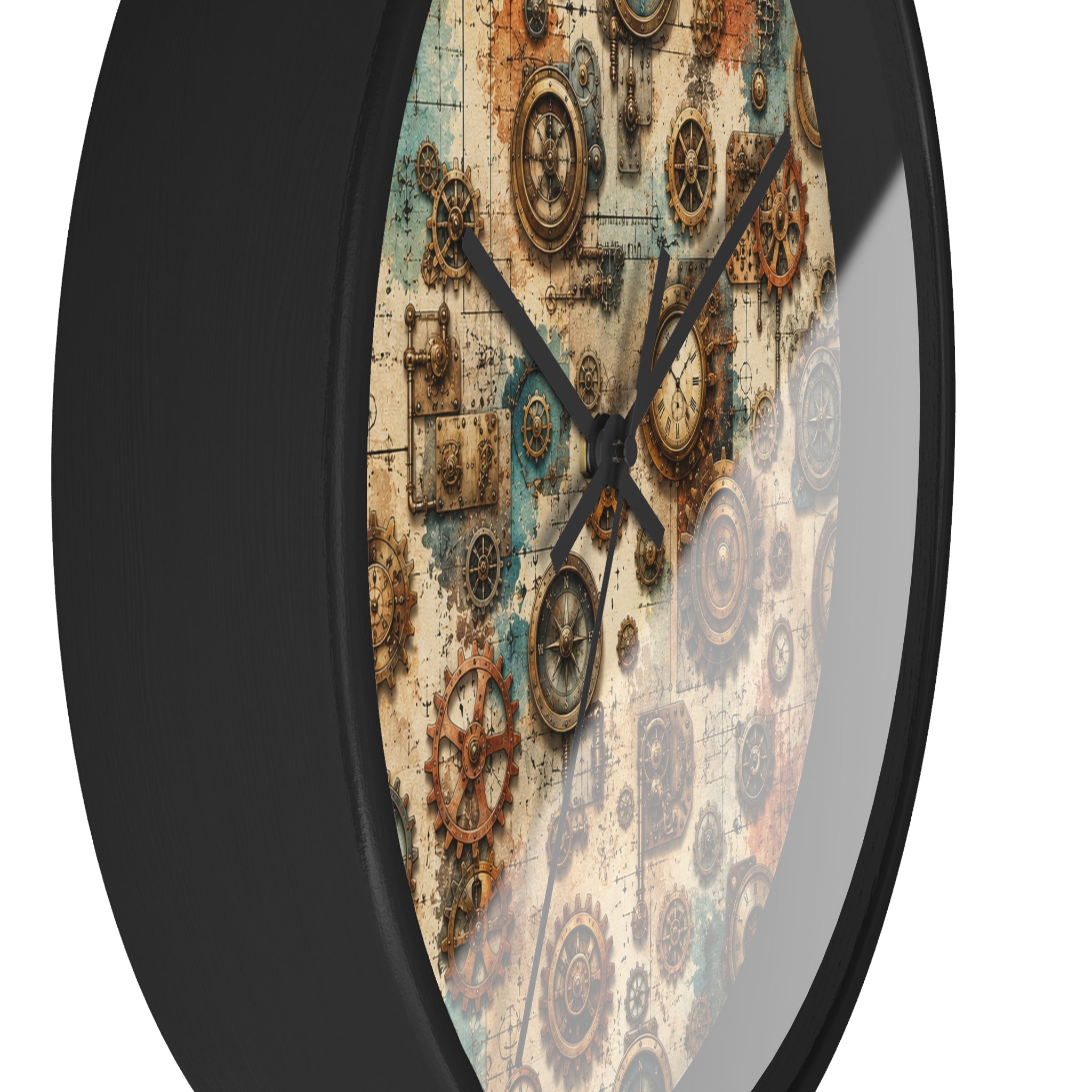 Steampunk Gears Wall Clock, Vintage Industrial Gearwork Timepiece