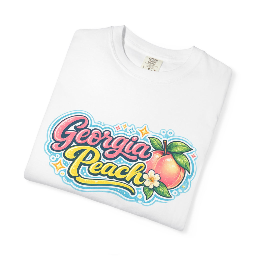 Georgia Peach Retro Illustration T-shirt | Vintage Peach Graphic