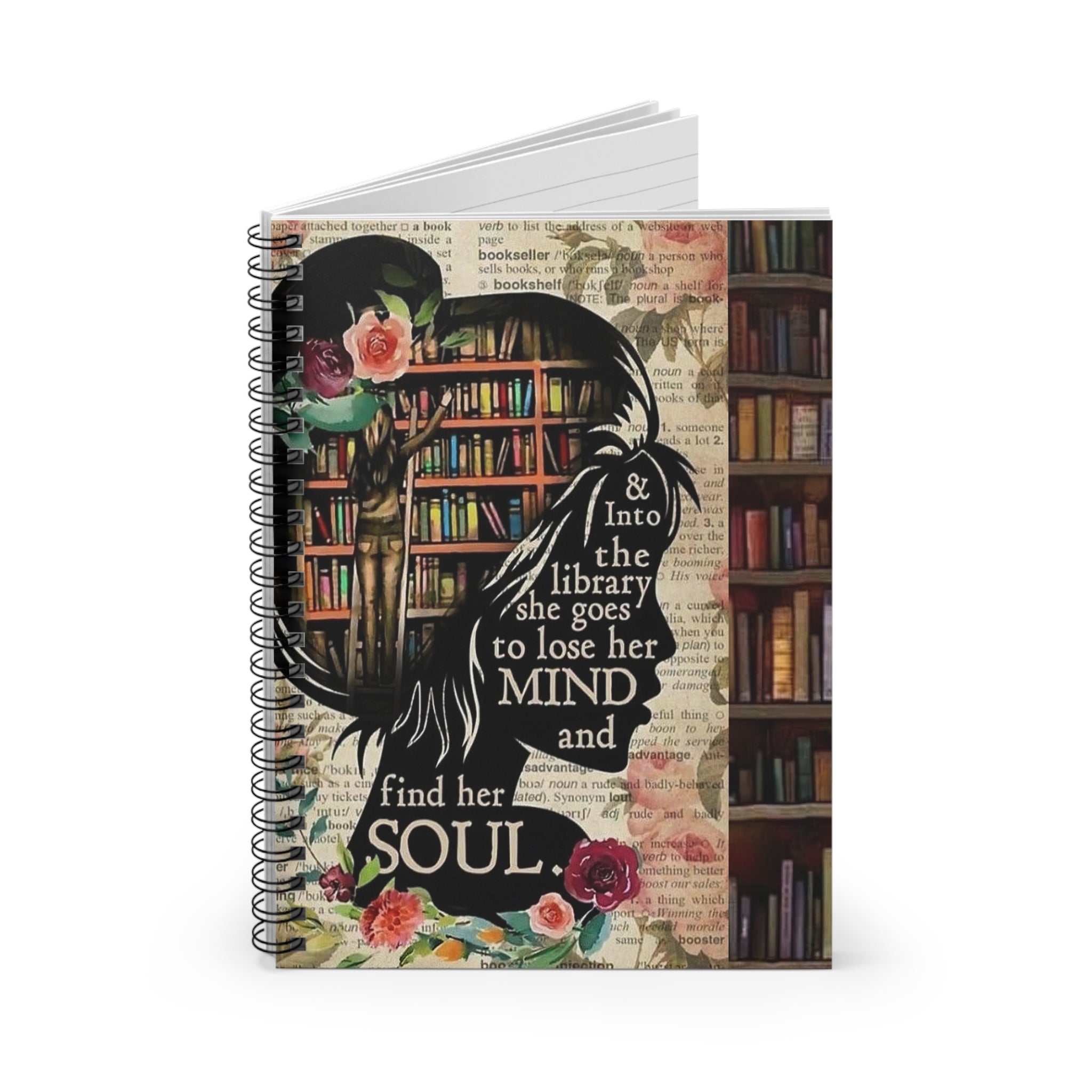 Into the Library She Goes Spiral Notebook | Ruled Journal