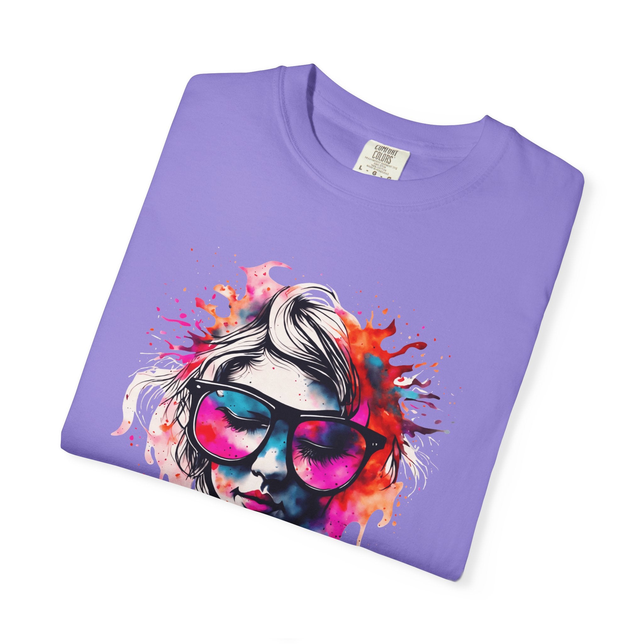 Colorful Drip Sunglasses Portrait T-Shirt | Watercolor Face Art