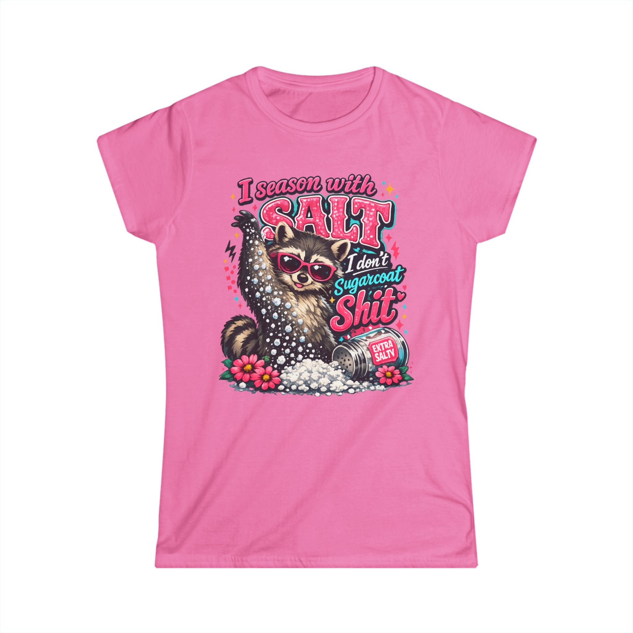 I Season With Salt Skunk Illustration Tee | Funny Floral Skunk Shirt