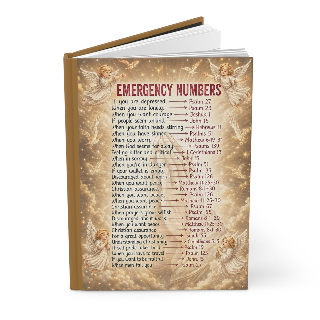 Angelic Vintage Prayer Emergency Numbers Scripture List Hardcover Journal