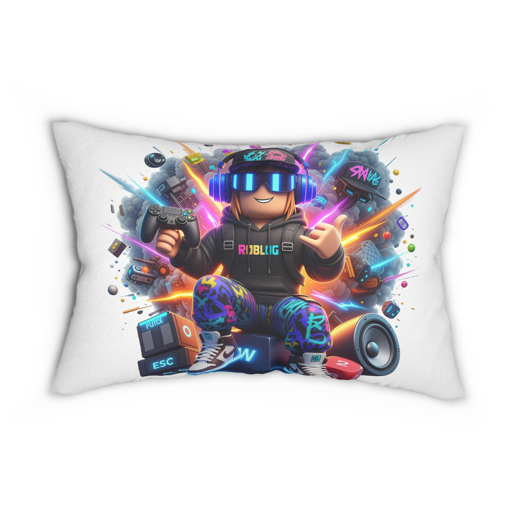 Roblox Gamer Character Neon Controller Lumbar Pillow | Gaming Avatar Pillow