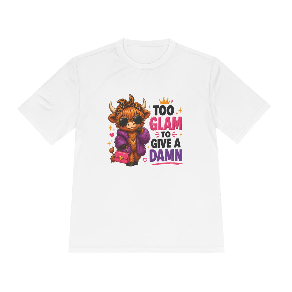 Too Glam To Give A Damn Highland Cow Tee | Cute Glam Cow Shirt