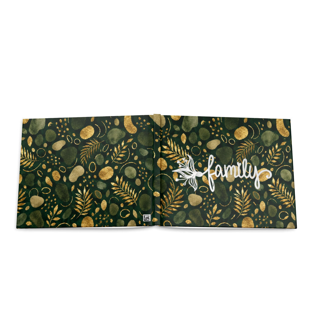 Green and Gold Leaf Pattern Hardcover Photo Book | Botanical Abstract Art