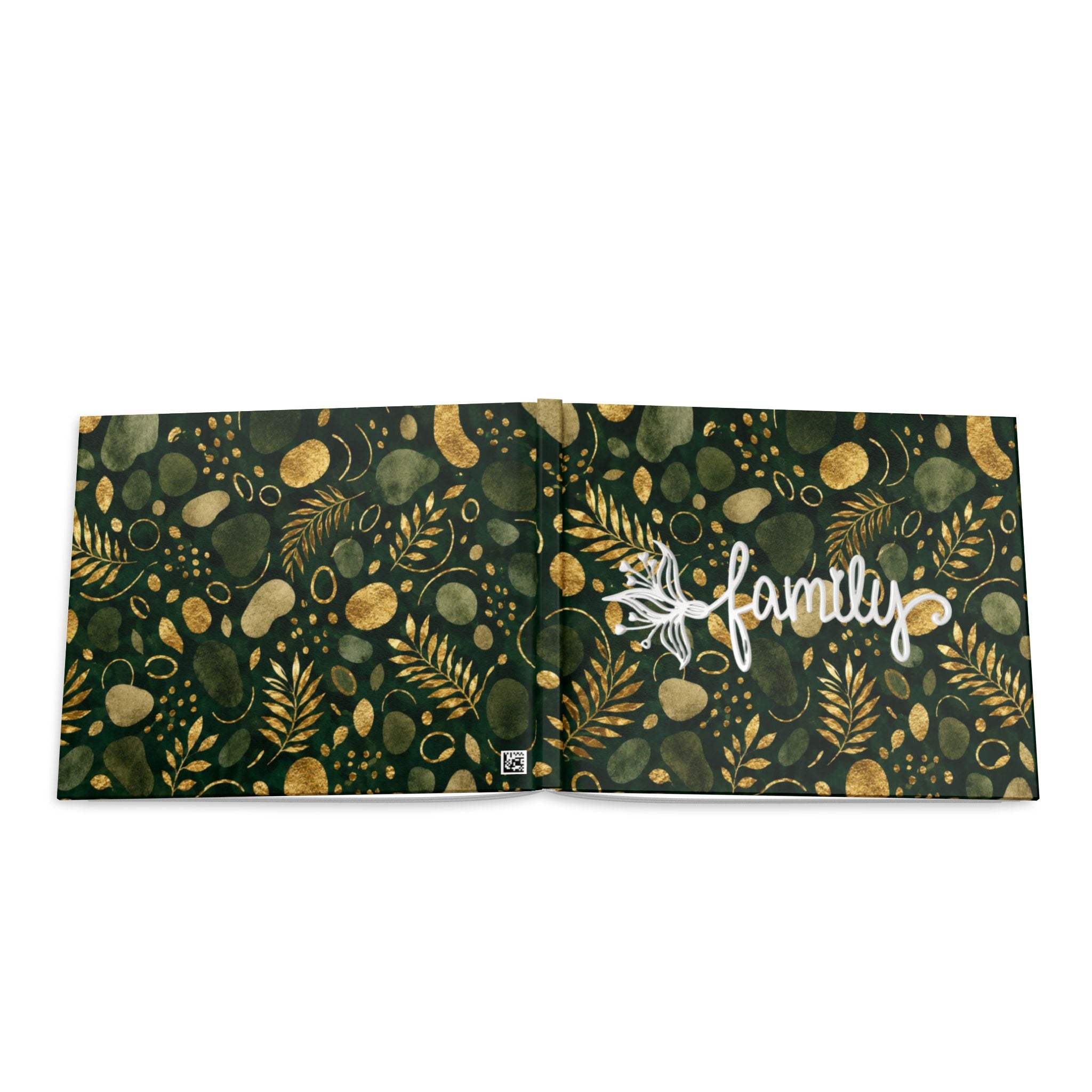Green and Gold Leaf Pattern Hardcover Photo Book | Botanical Abstract Art