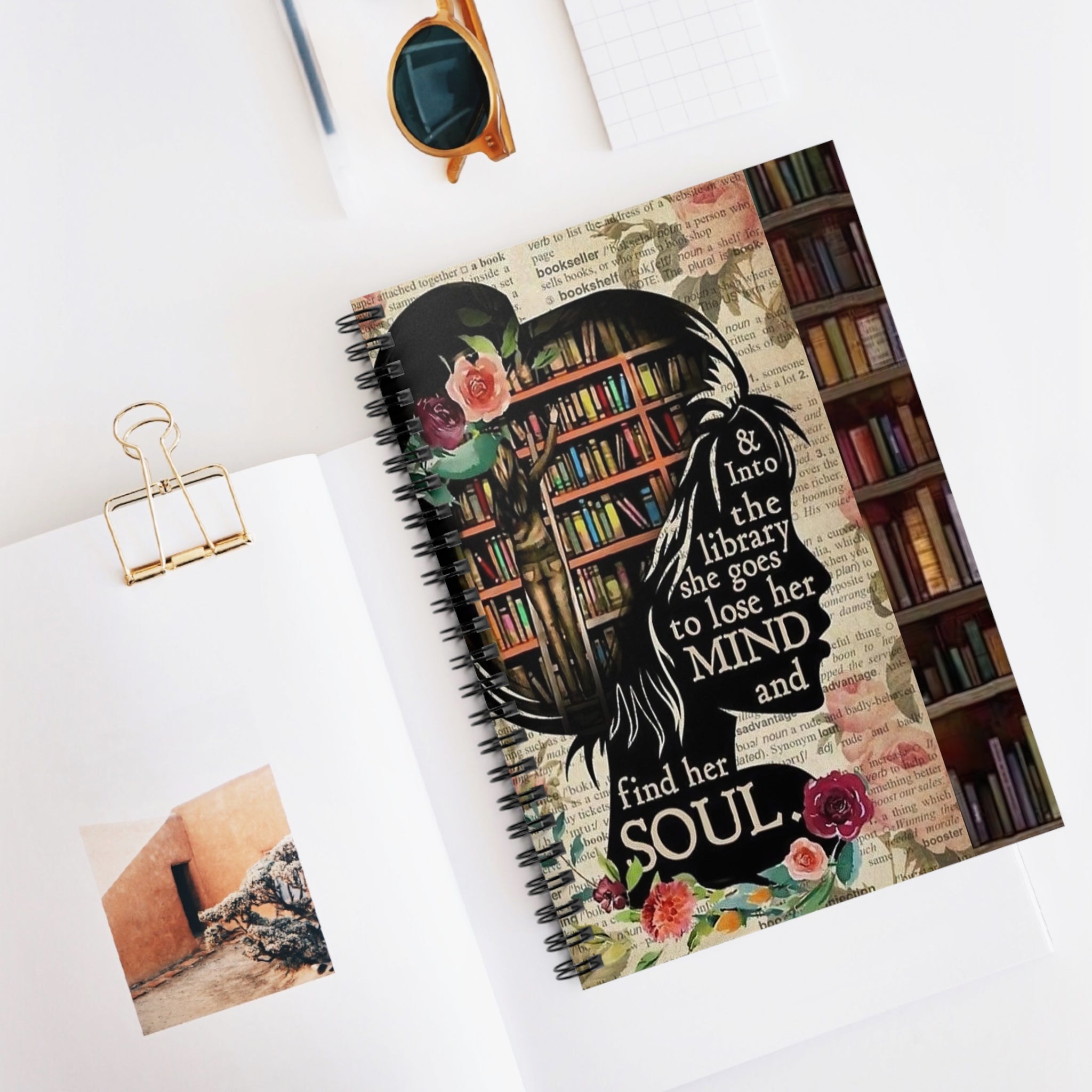 Into the Library She Goes Spiral Notebook | Ruled Journal