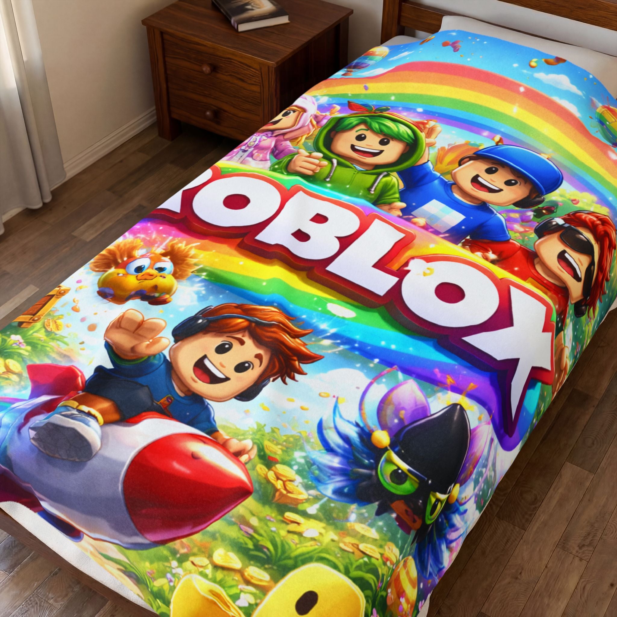 Roblox Characters Colorful Rainbow Game Design Velveteen Plush Blanket