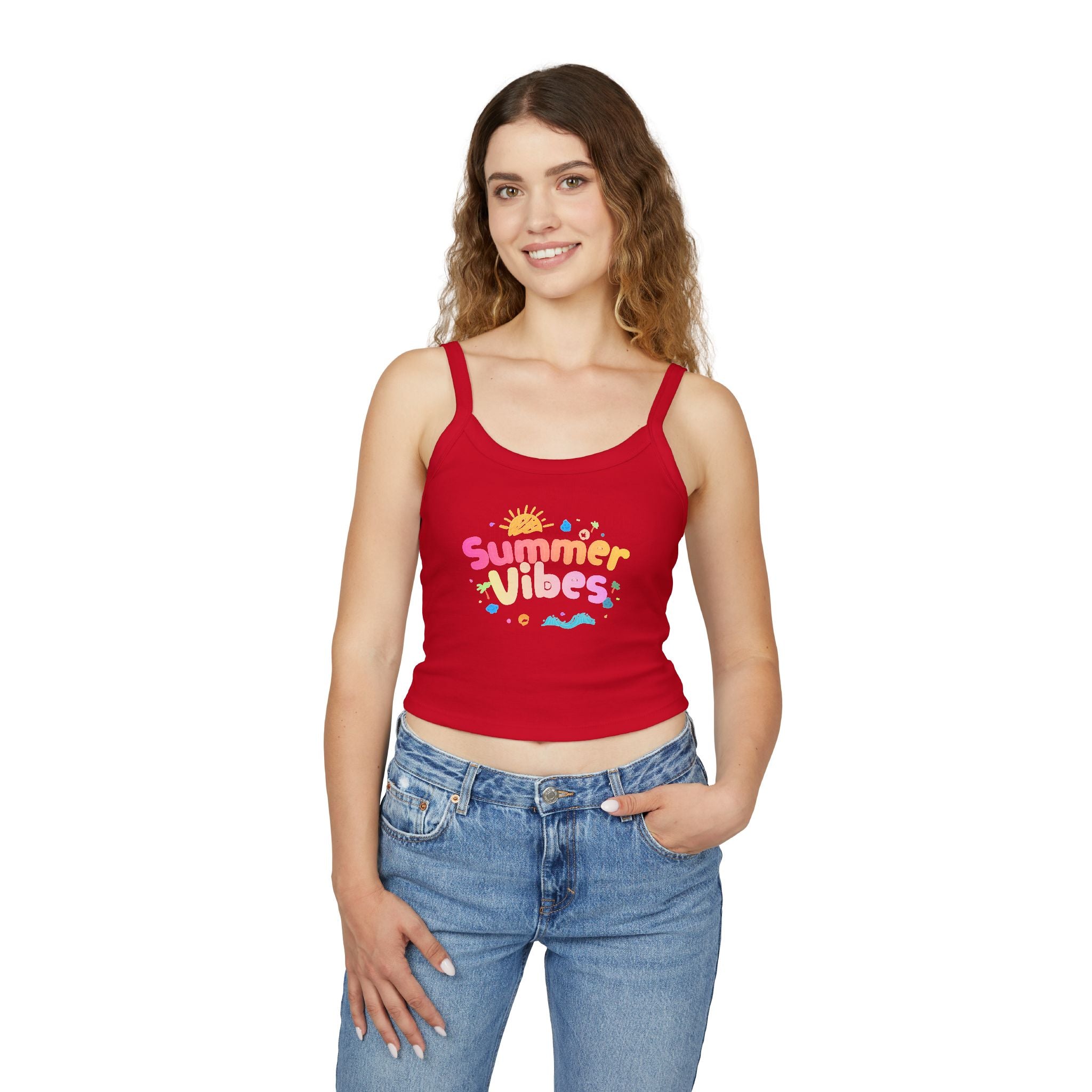 Summer Vibes graphic tank top | Spaghetti strap crop