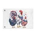 Patriotic Rooster and Hens Double Sided Flag | Flag