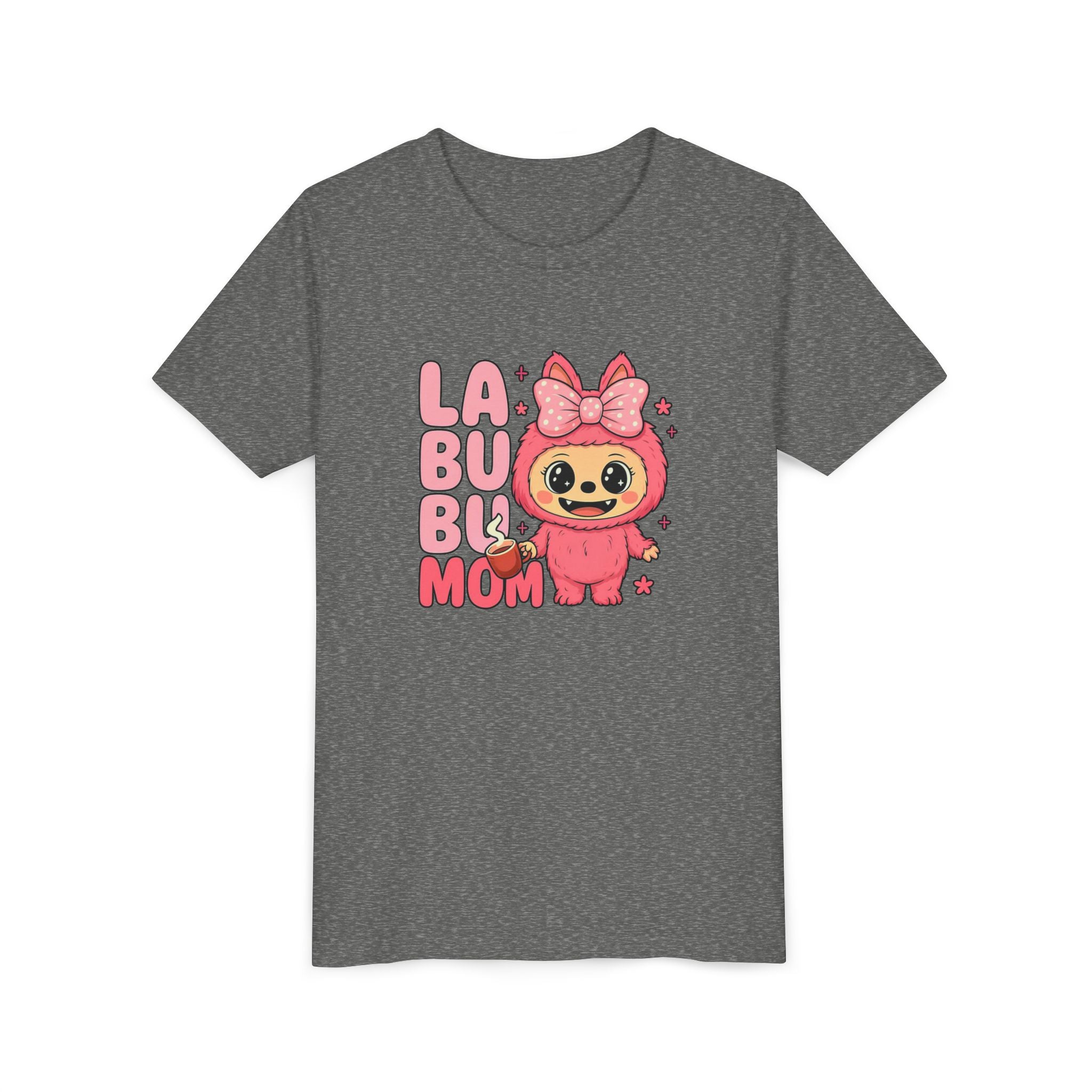 La Bubu Mom sloth character Youth Tee | cute pink bow baby sloth design