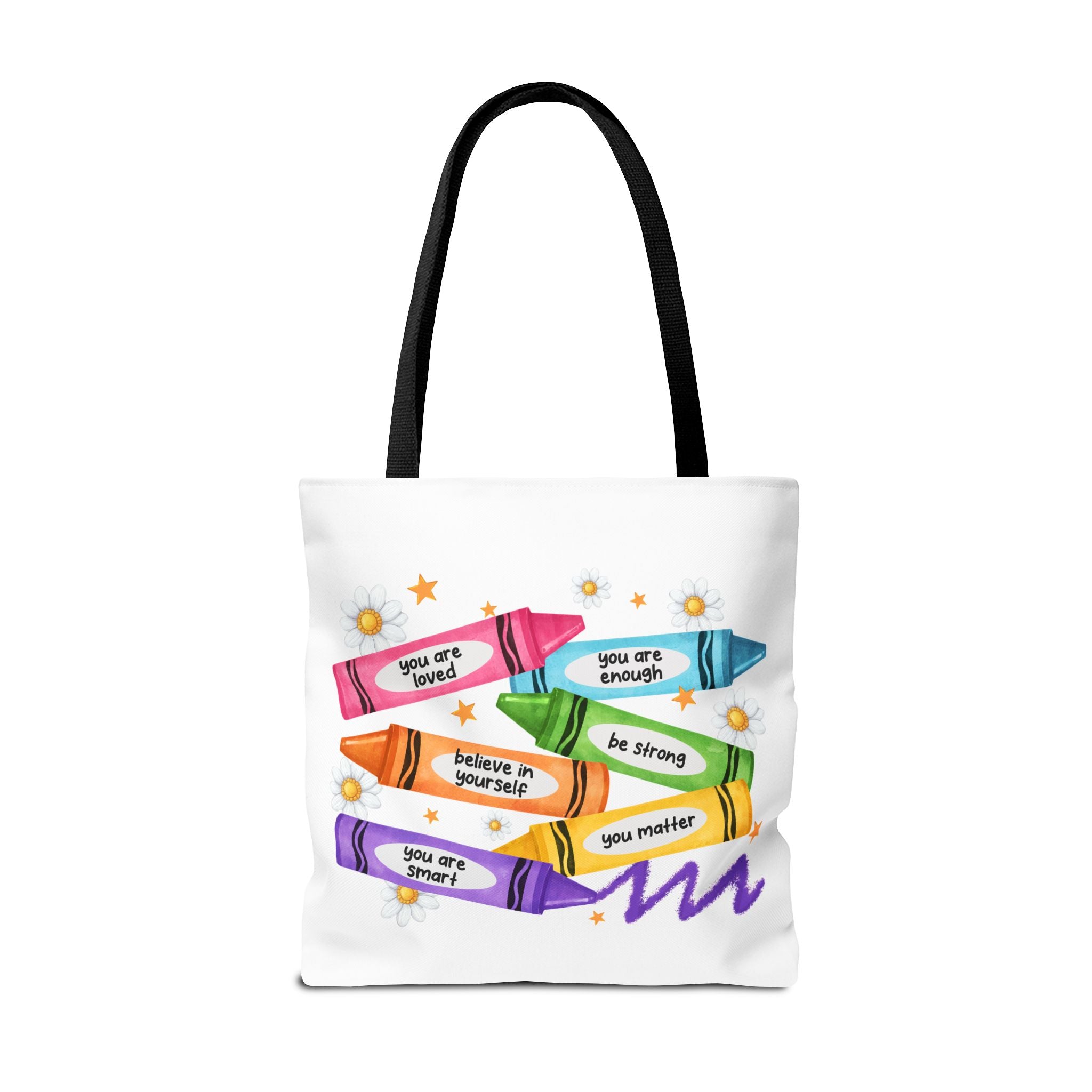 Color the World with Kindness tote bag | crayon positive affirmation design