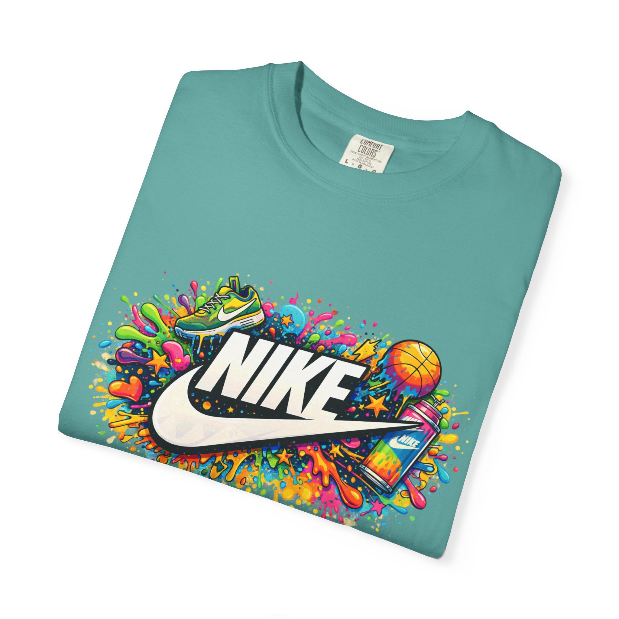 Basketball Swoosh Paint Splash T-Shirt — Colorful Sports Logo Graphic