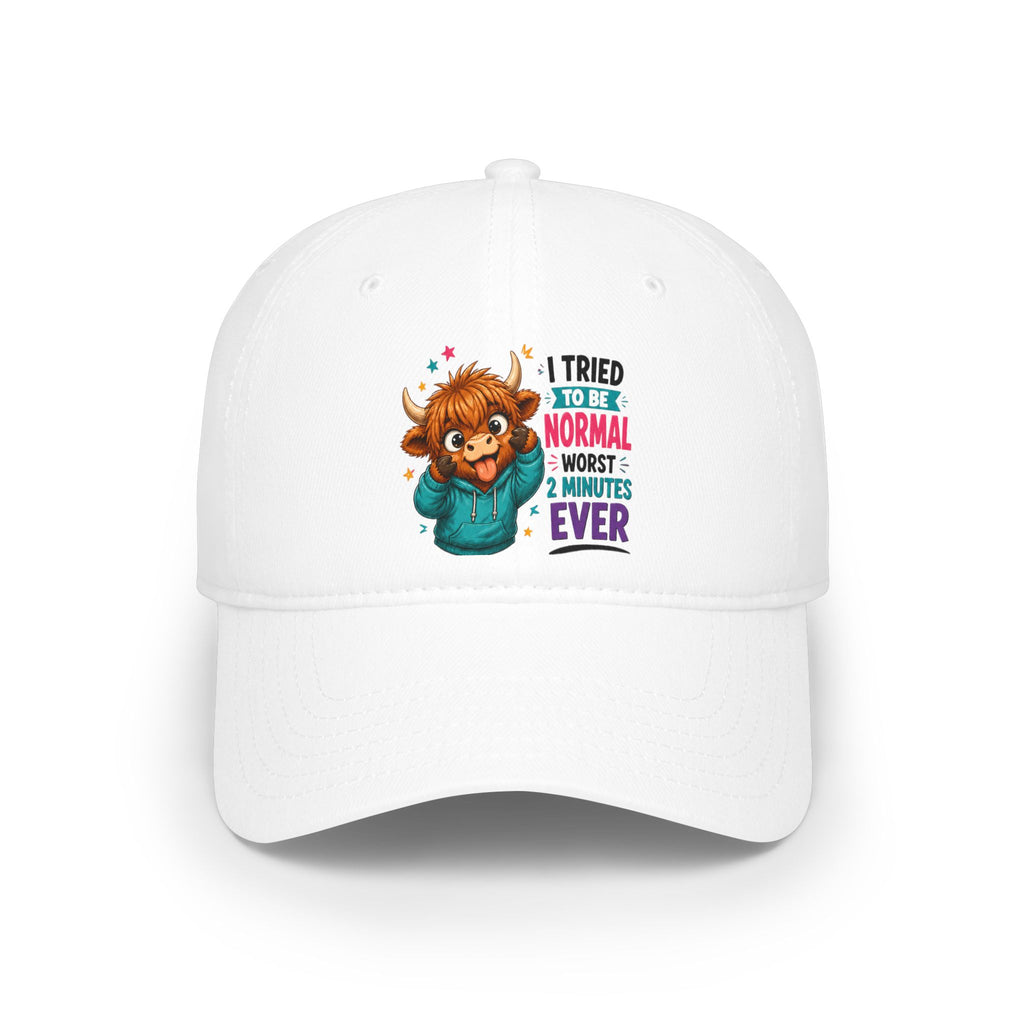 Cute Highland Cow Baseball Cap - "I Tried to Be Normal" Funny Farm Hat
